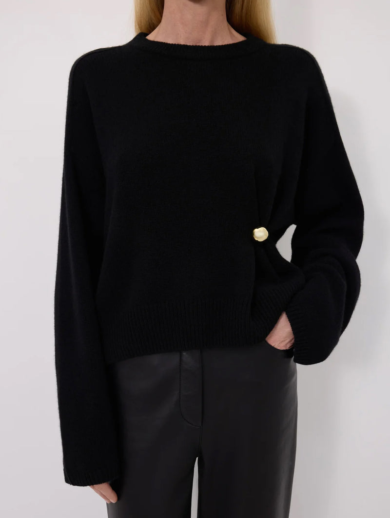 Bill Cashmere Draped Sweater in Black