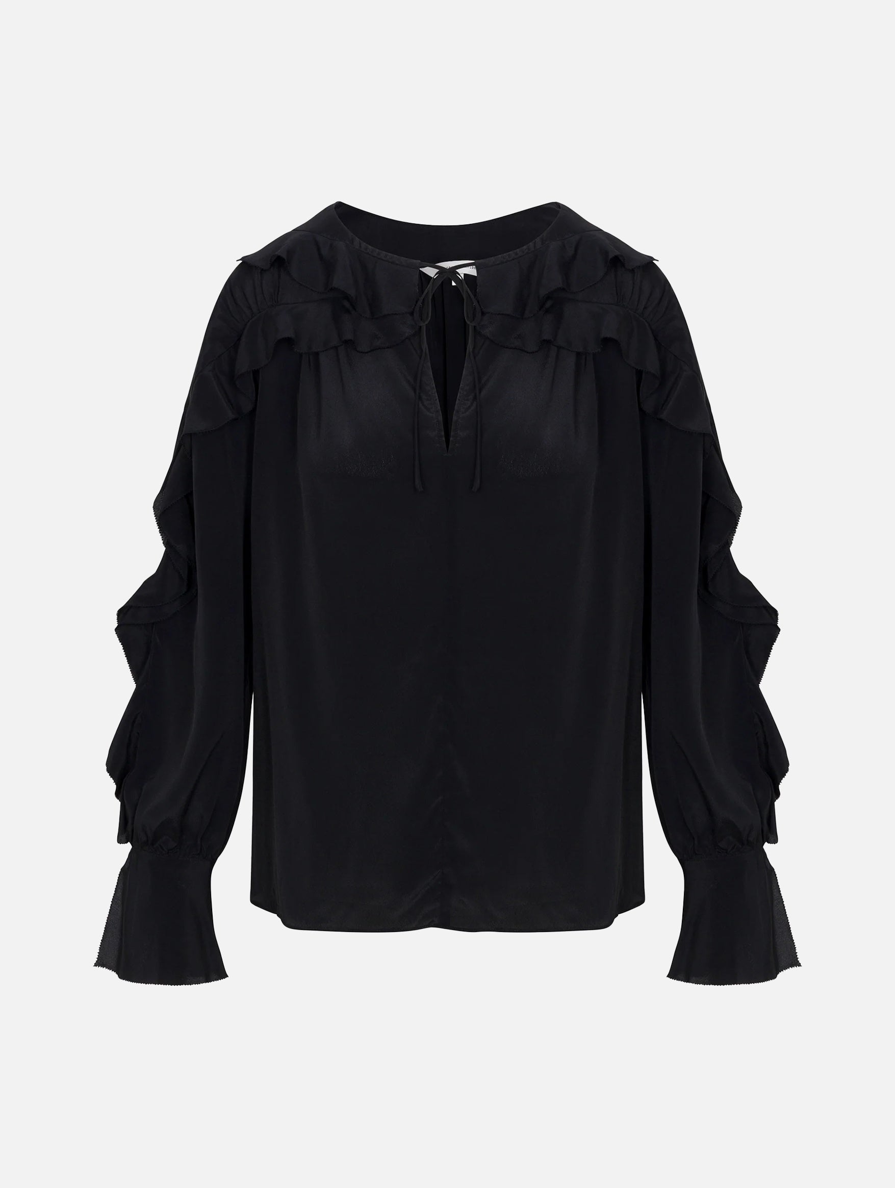 Lilith Ruffle Blouse in Black