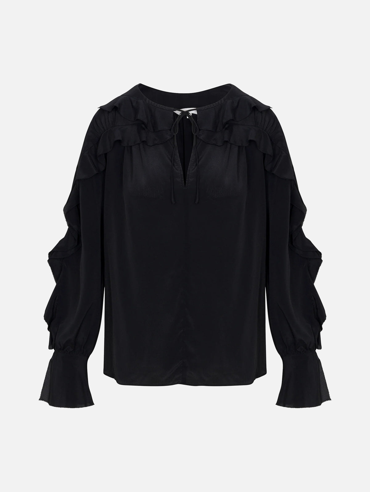 Lilith Ruffle Blouse in Black