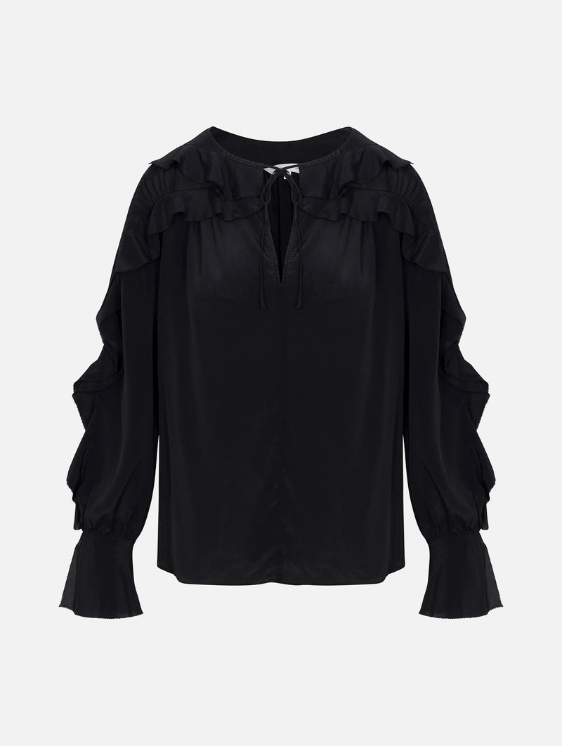 Lilith Ruffle Blouse in Black