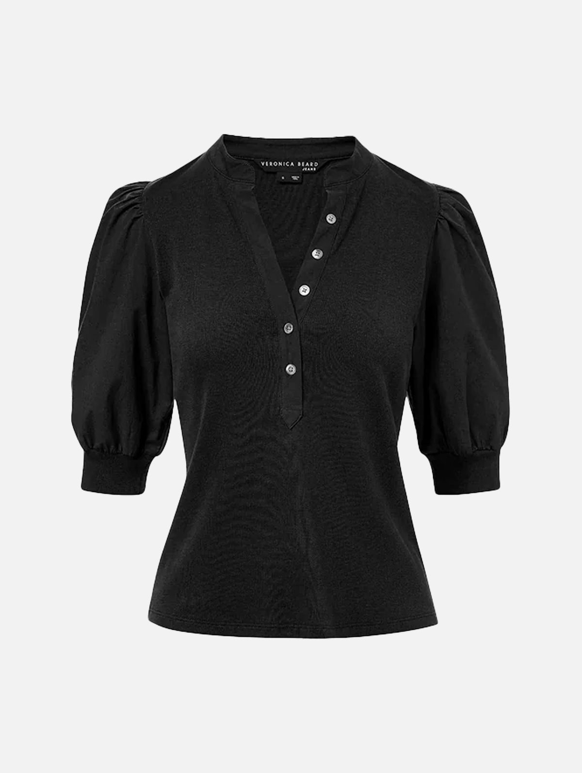Coralee Puff Sleeve Top in Black