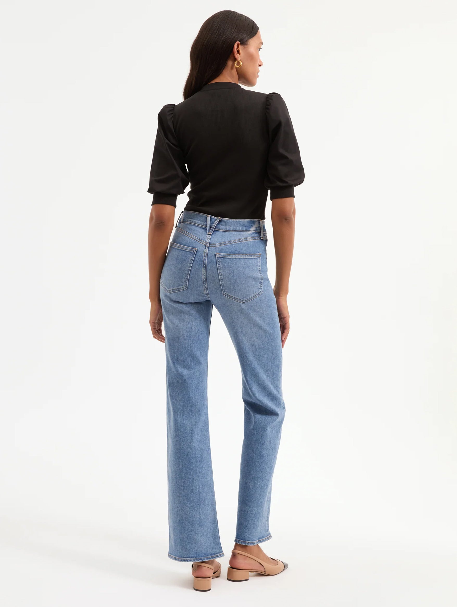 Coralee Puff Sleeve Top in Black