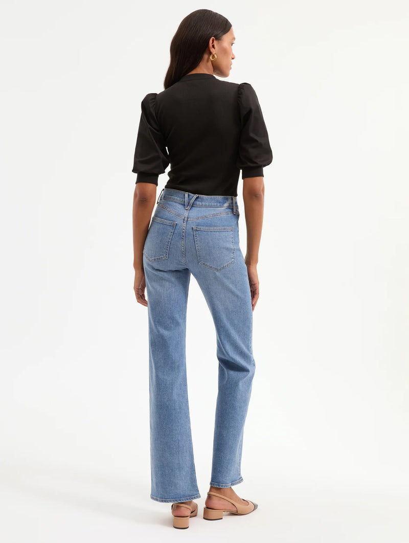 Coralee Puff Sleeve Top in Black