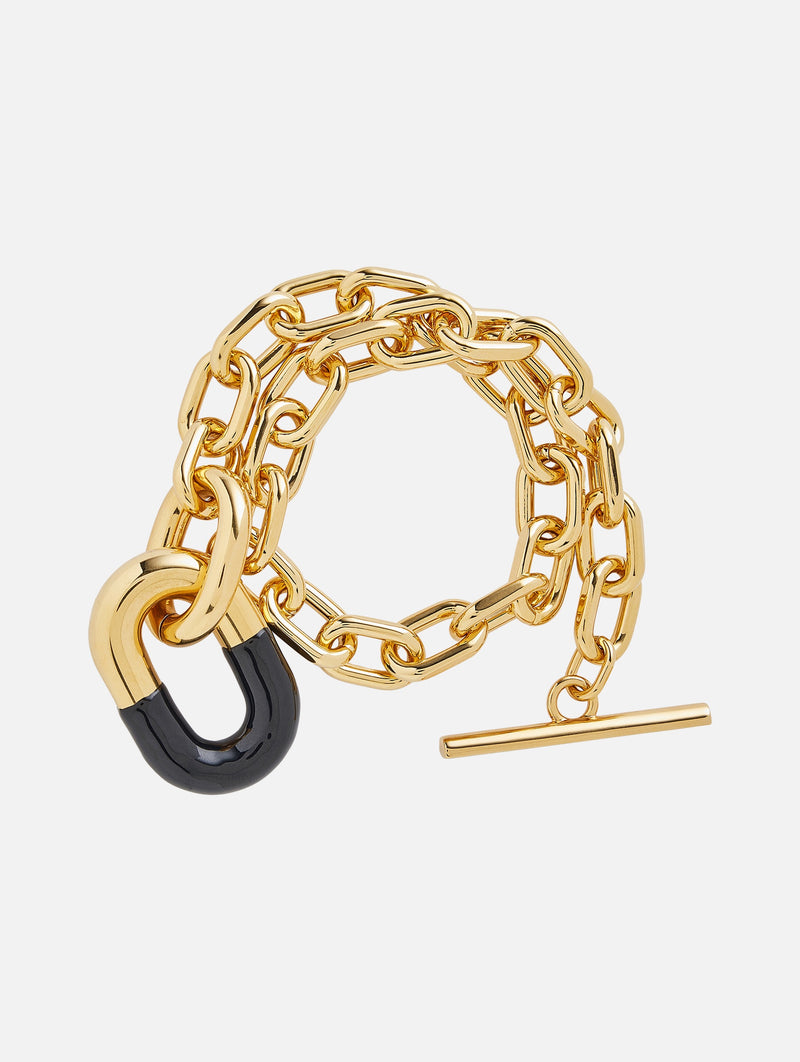 Link Bracelet in Black and Light Gold