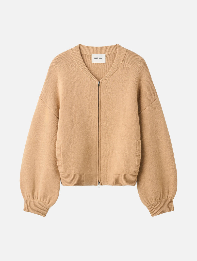 Bomber Cardigan in Camel