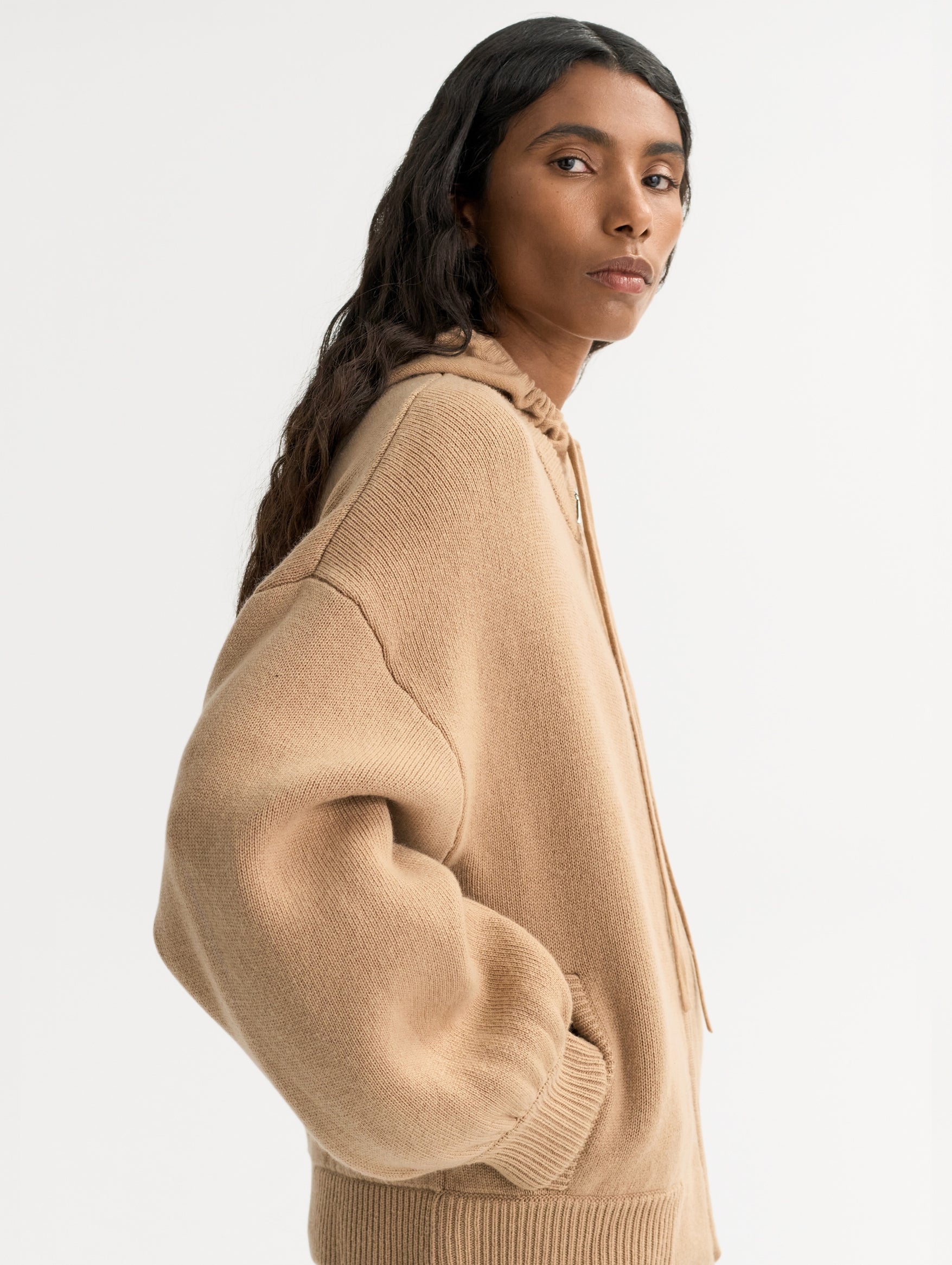 Bomber Cardigan in Camel