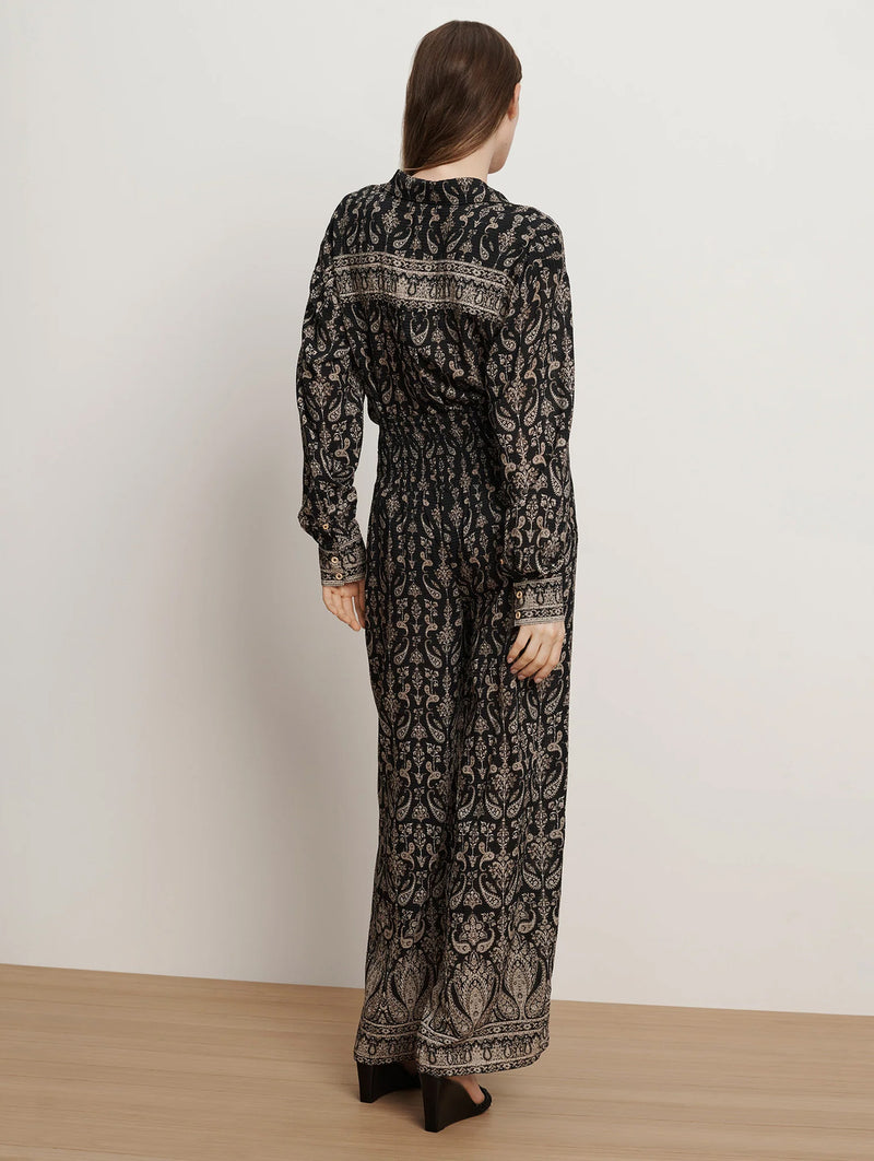 Callaway Smocked Wide-Leg Pant in Black Multi