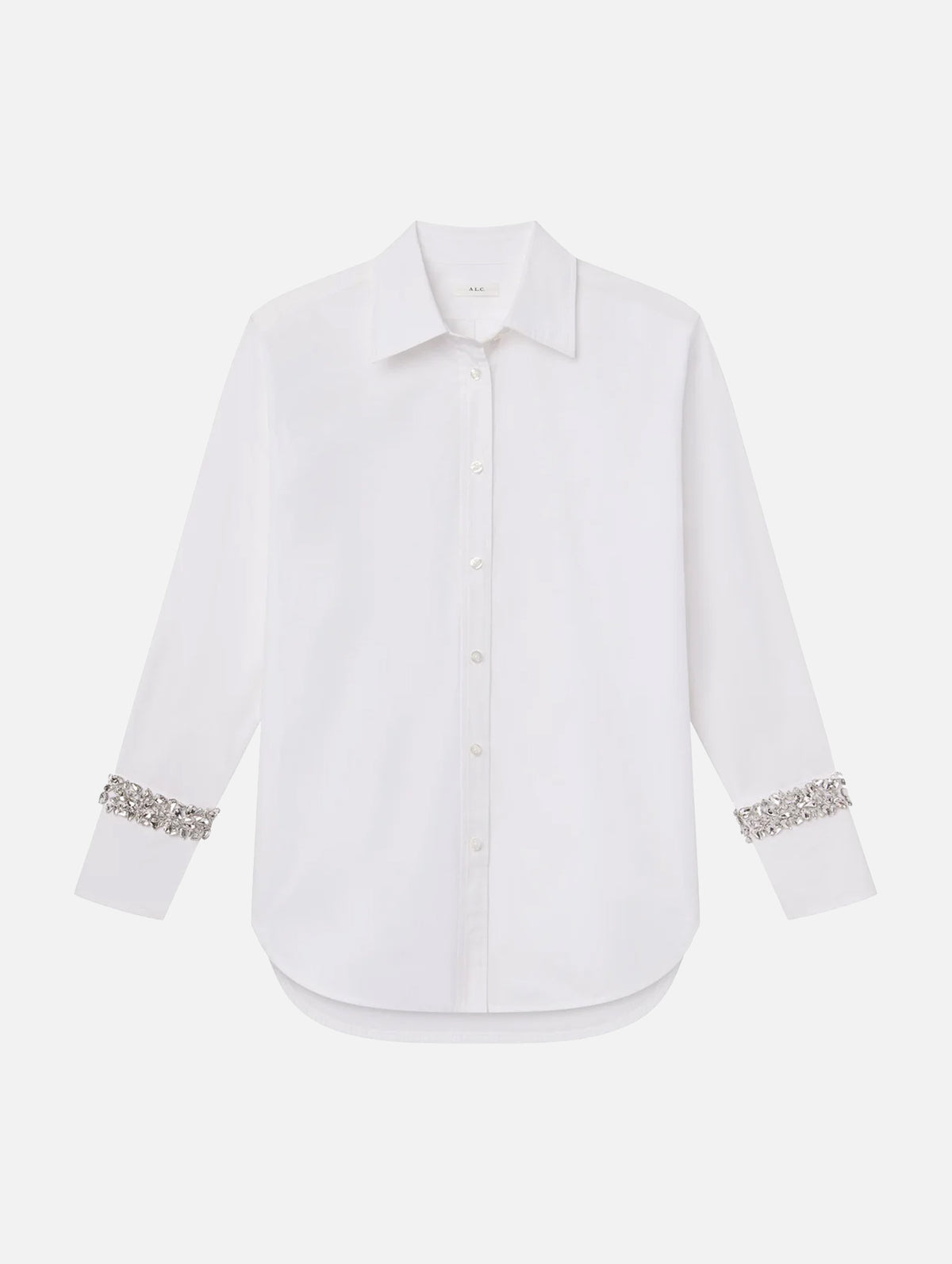 Calvin Embellished Sleeve Shirt in White