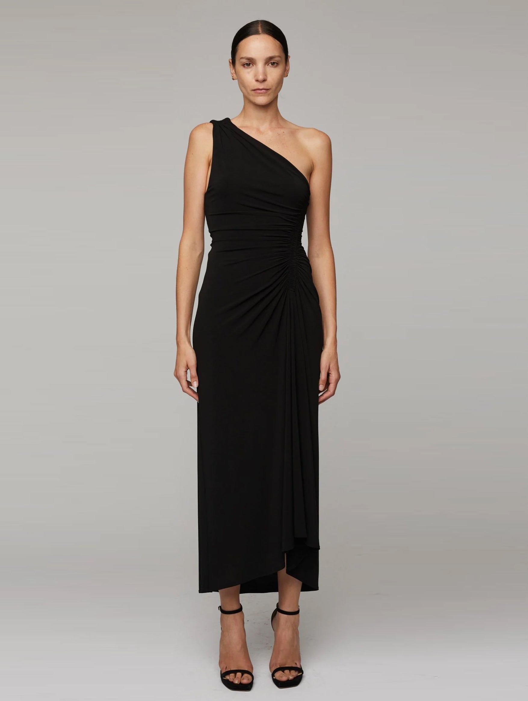 Caroline One Shoulder Dress in Black