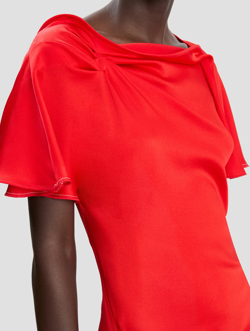 Draped Cap Sleeve Dress in Cayenne