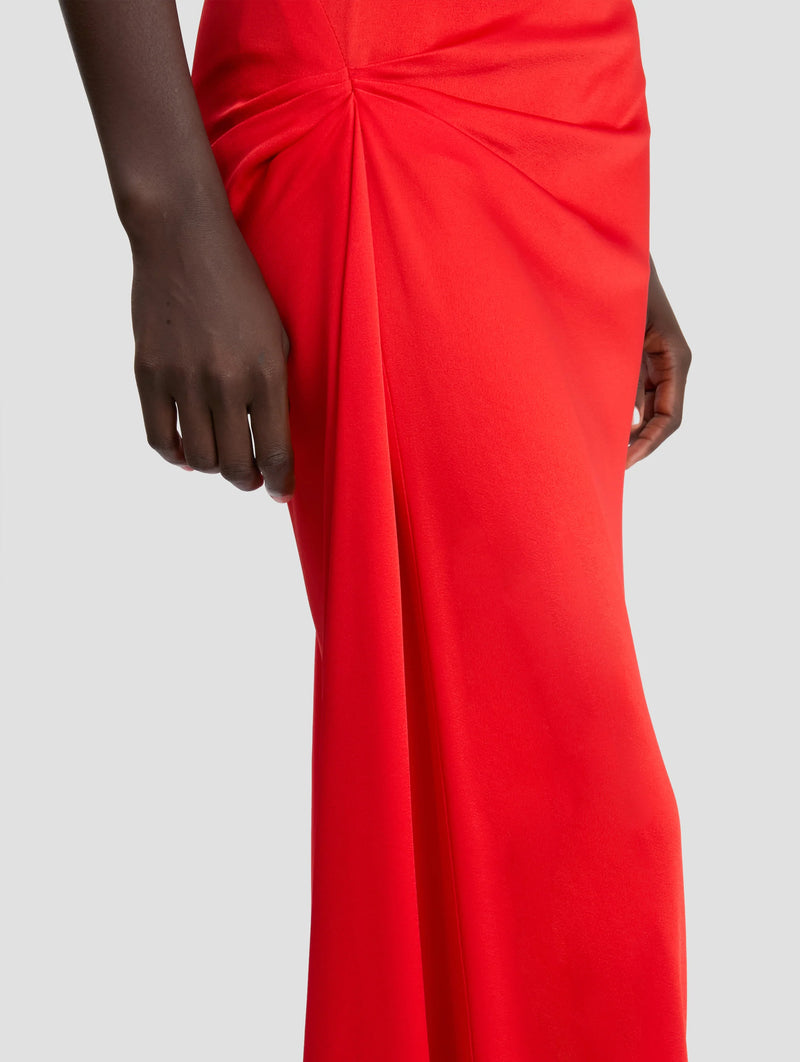 Draped Cap Sleeve Dress in Cayenne