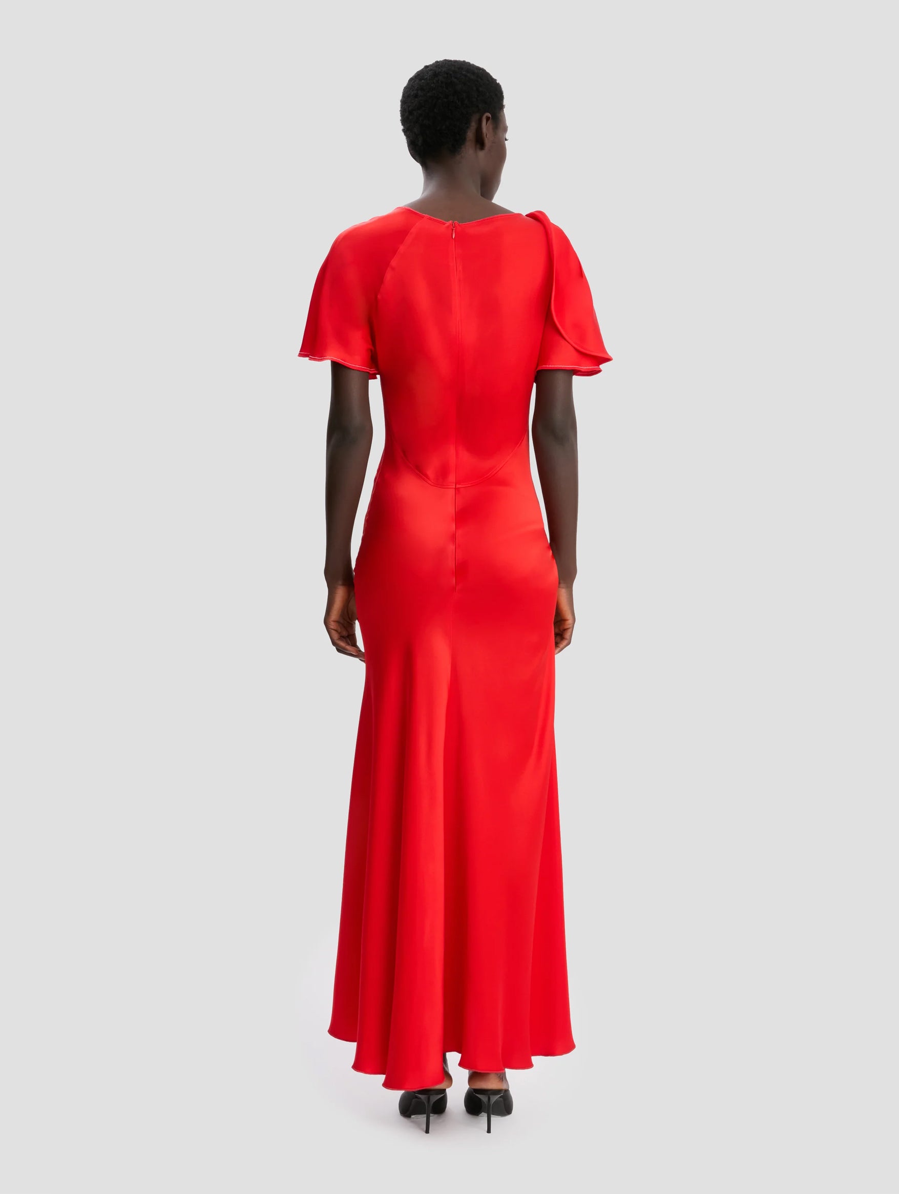 Draped Cap Sleeve Dress in Cayenne