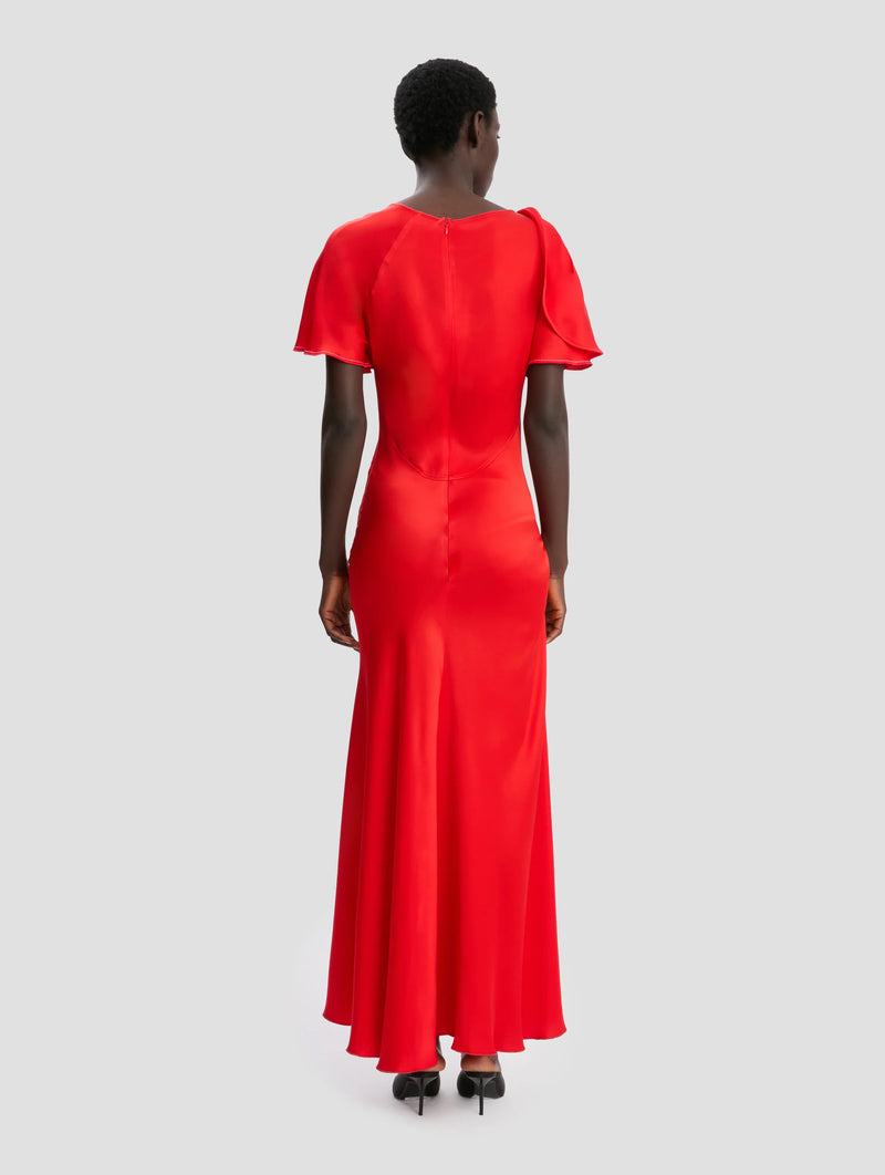 Draped Cap Sleeve Dress in Cayenne