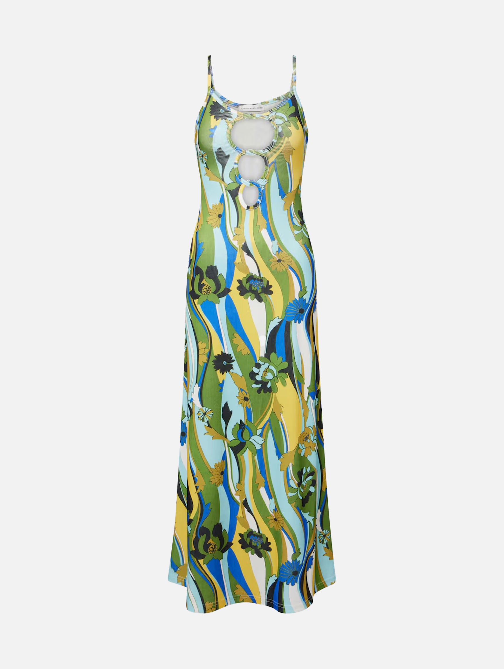 Acidic Floral Linked Chain Rib Dress in Acidic Floral