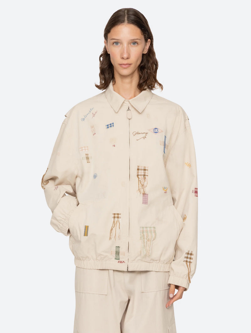 Claira Embroidered Anorak in Stone
