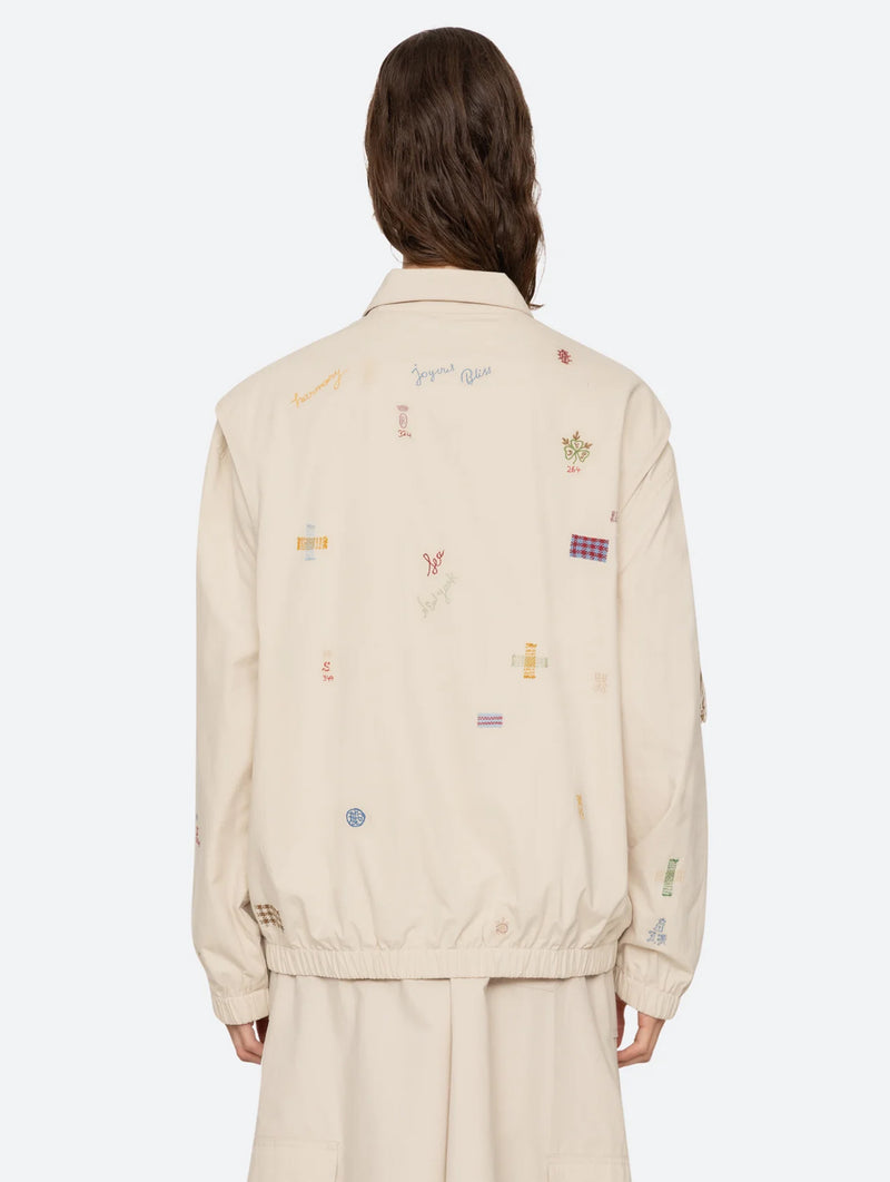 Claira Embroidered Anorak in Stone