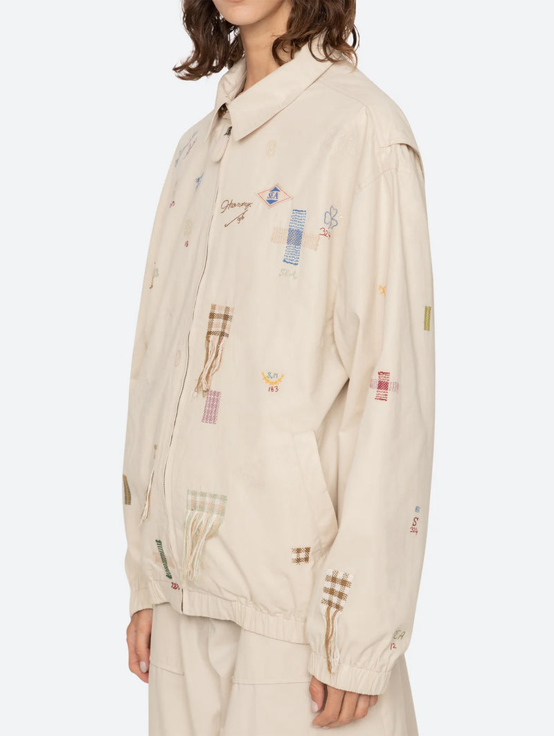 Claira Embroidered Anorak in Stone