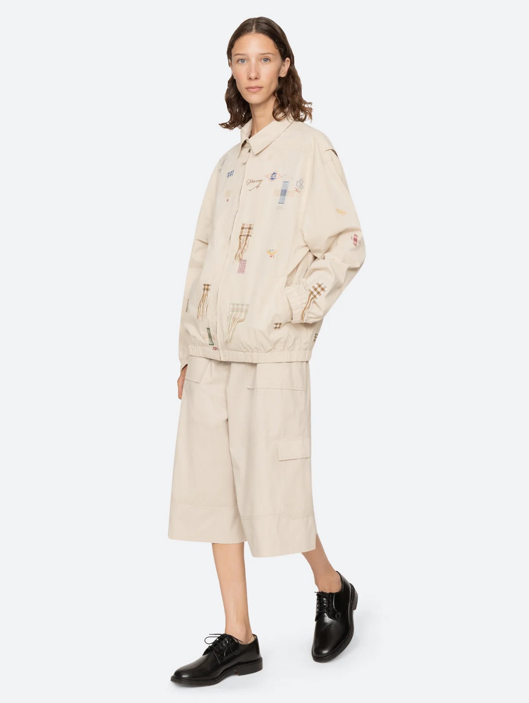 Claira Embroidered Anorak in Stone