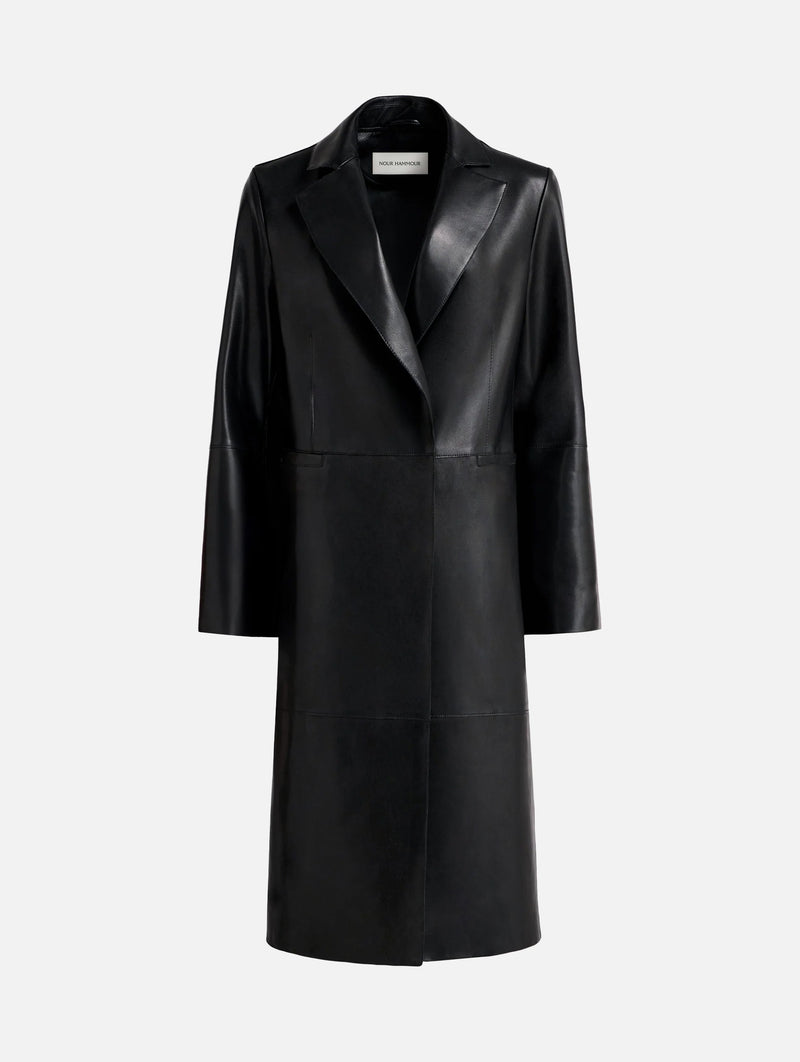Claude Leather Coat in Noir Classique