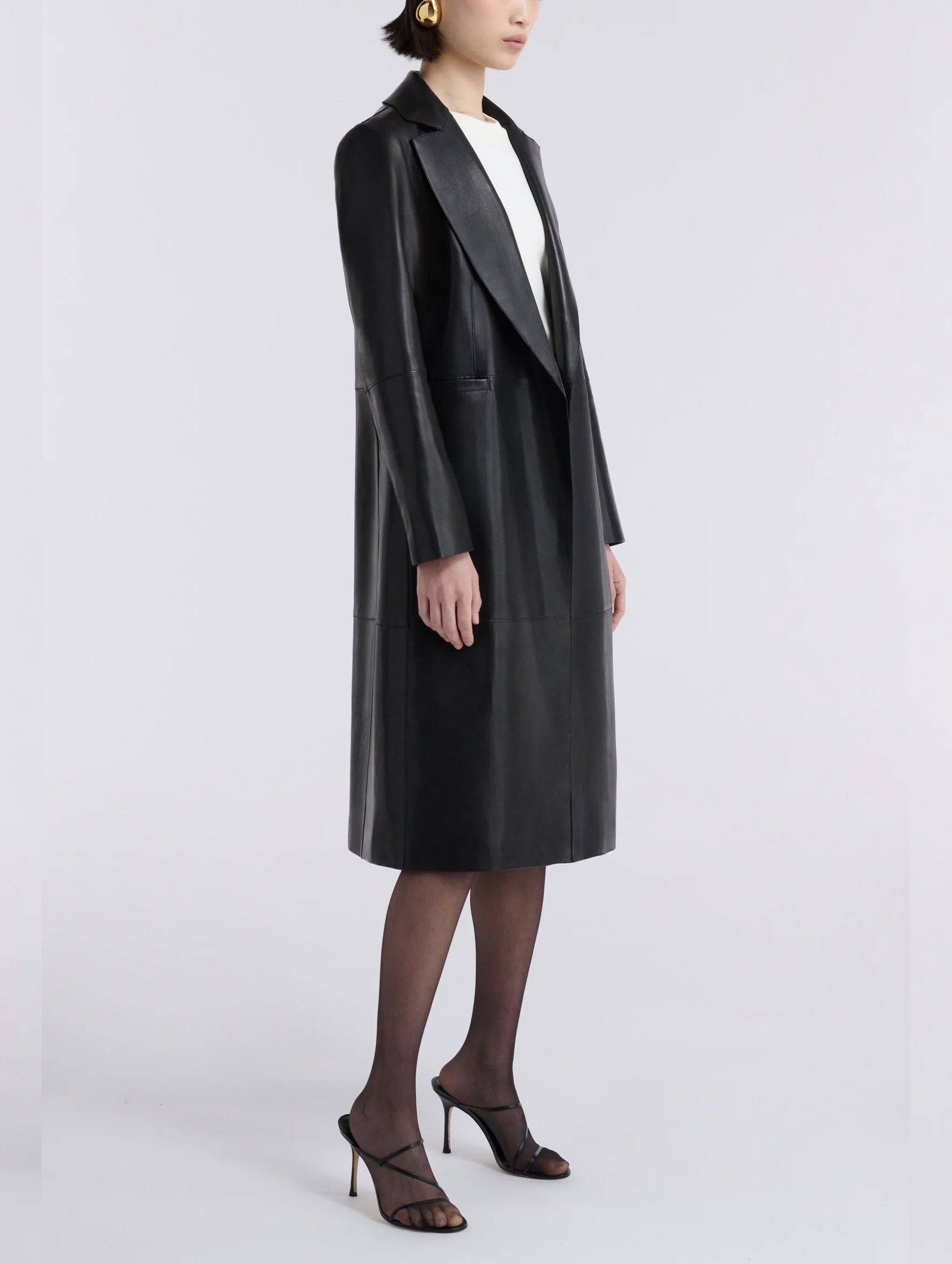 Claude Leather Coat in Noir Classique
