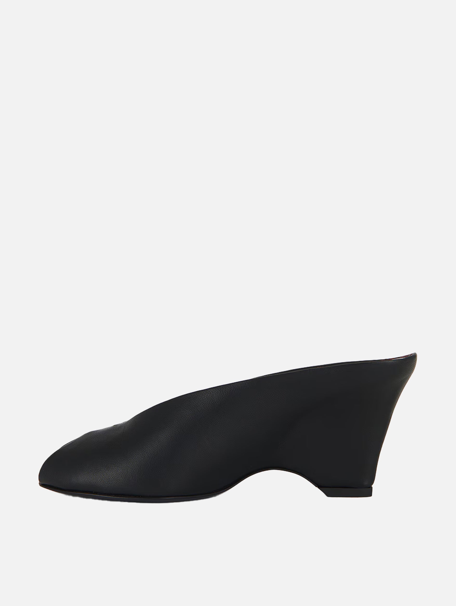 Cloak Peep Toe Leather Mule in Black