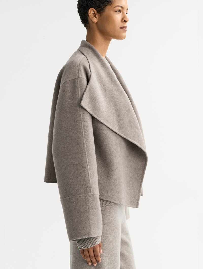 Short Cashmere Coat in Greige