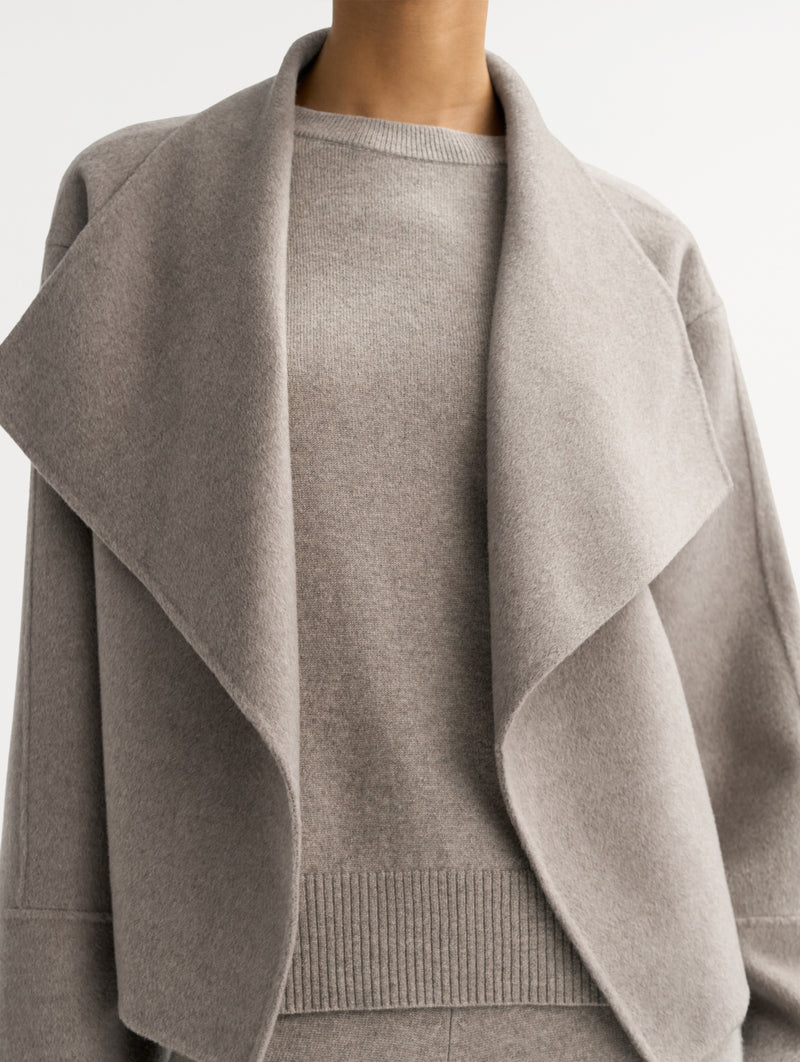 Short Cashmere Coat in Greige