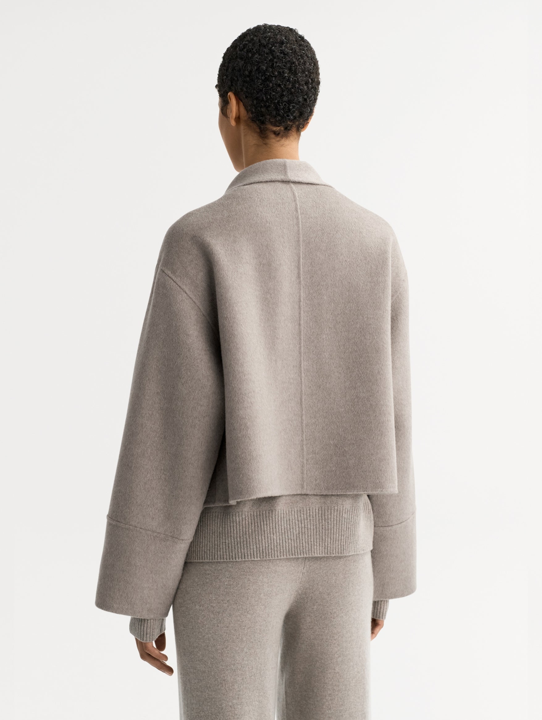 Short Cashmere Coat in Greige