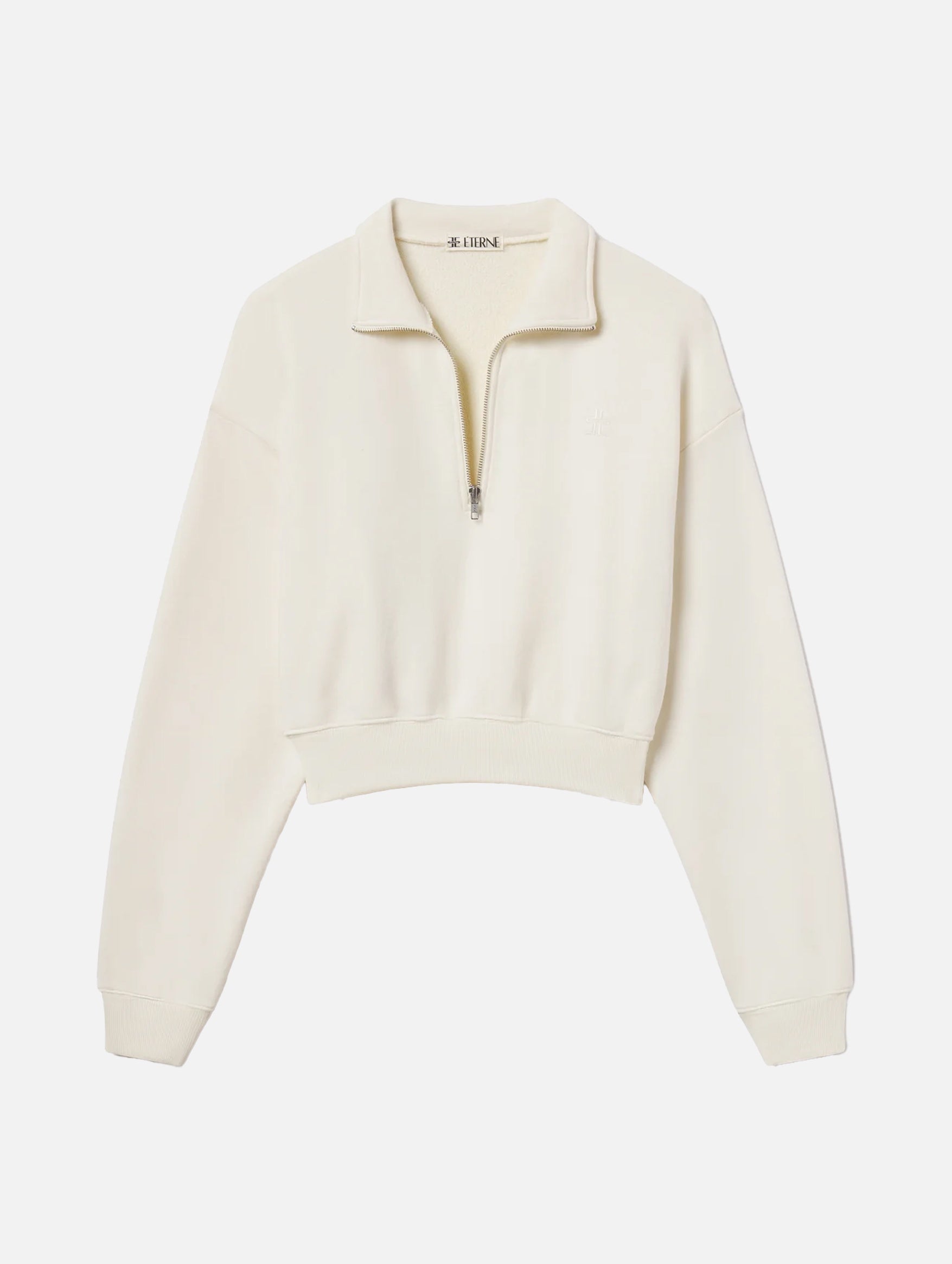 Cropped Half-Zip Sweatshirt in Cream