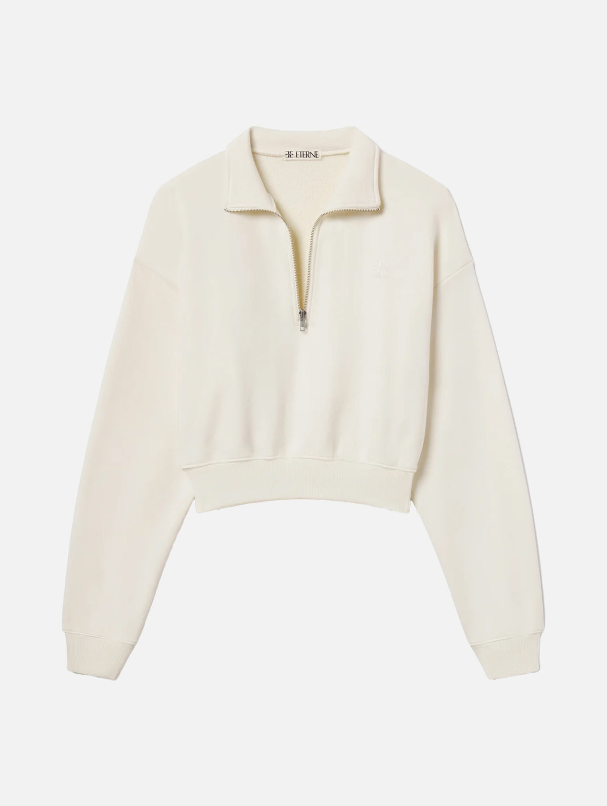 Cropped Half-Zip Sweatshirt in Cream