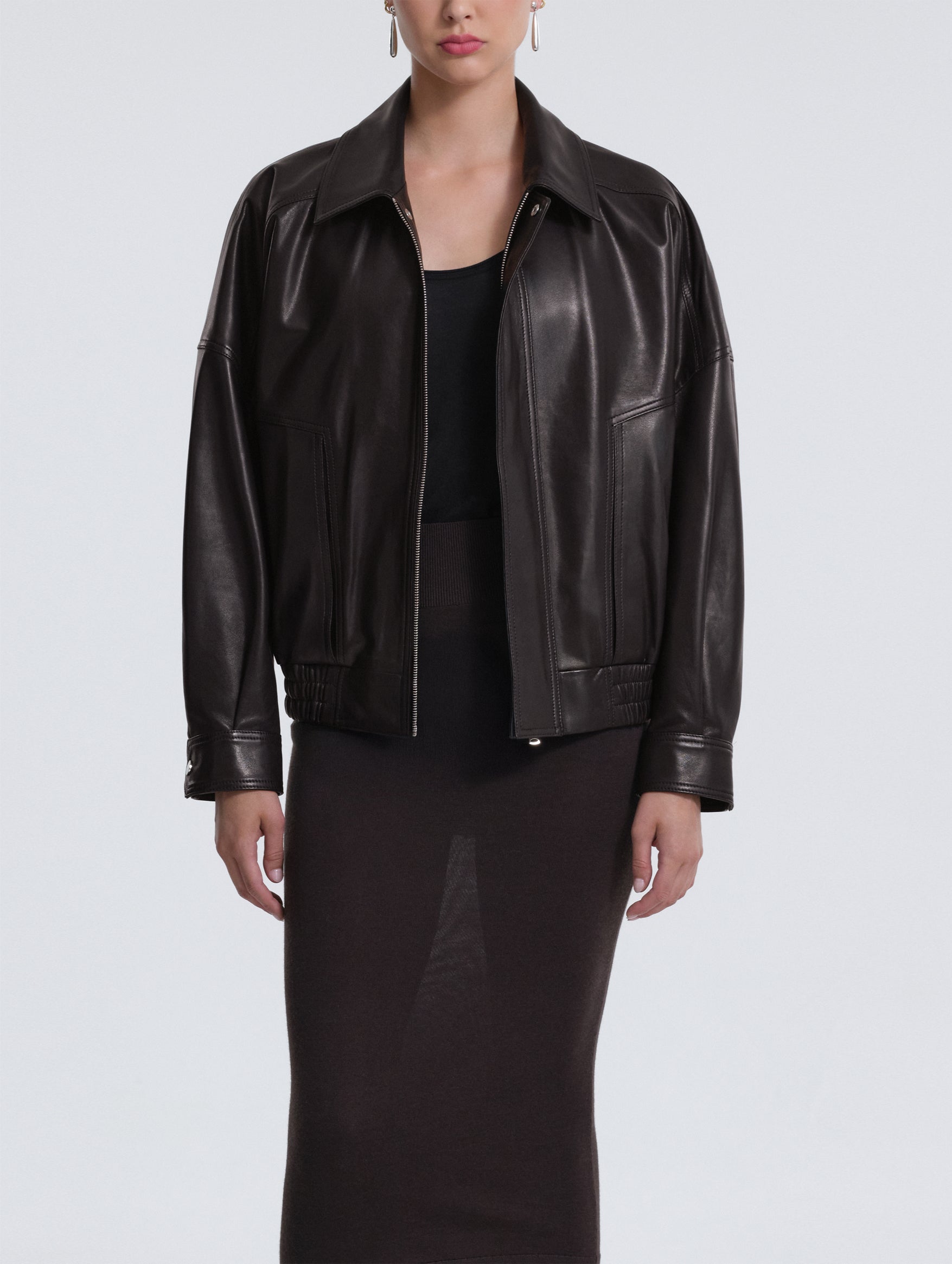 Dalma Leather Jacket in Dark Chocolate