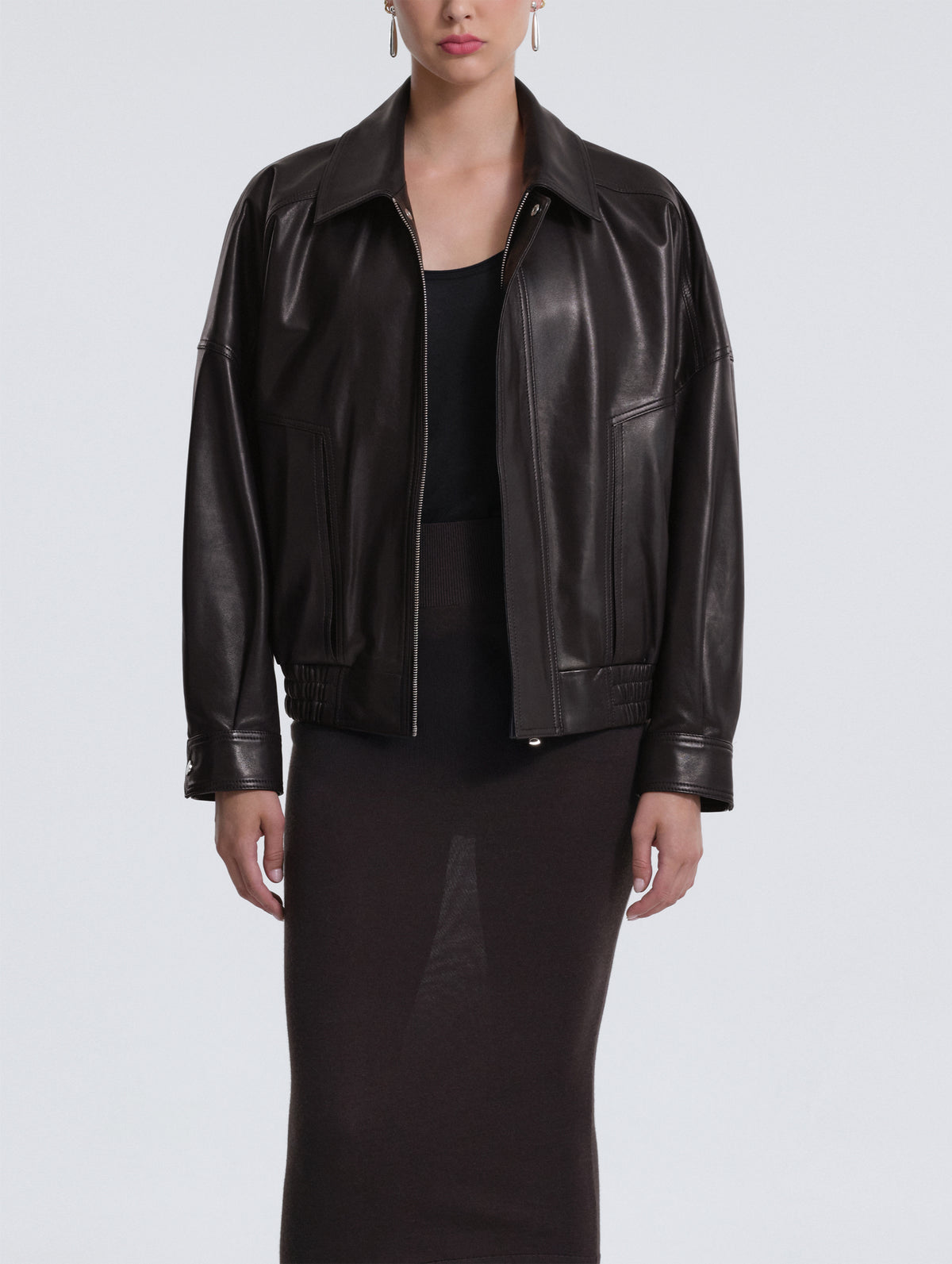 Dalma Leather Jacket in Dark Chocolate