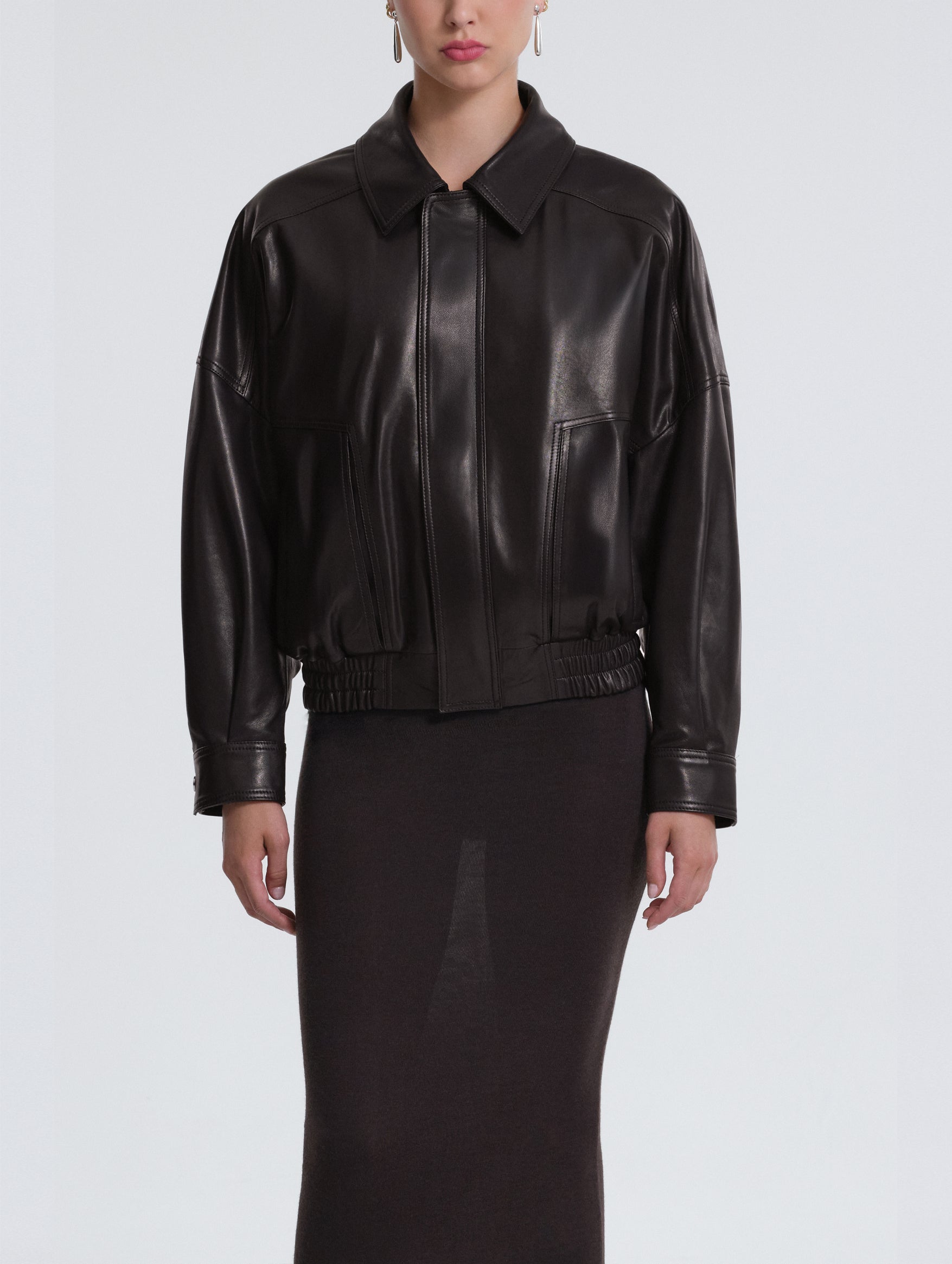 Dalma Leather Jacket in Dark Chocolate