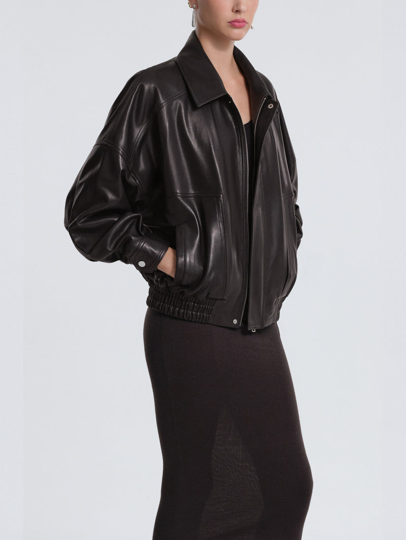Dalma Leather Jacket in Dark Chocolate