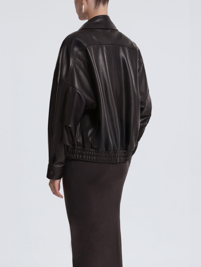 Dalma Leather Jacket in Dark Chocolate