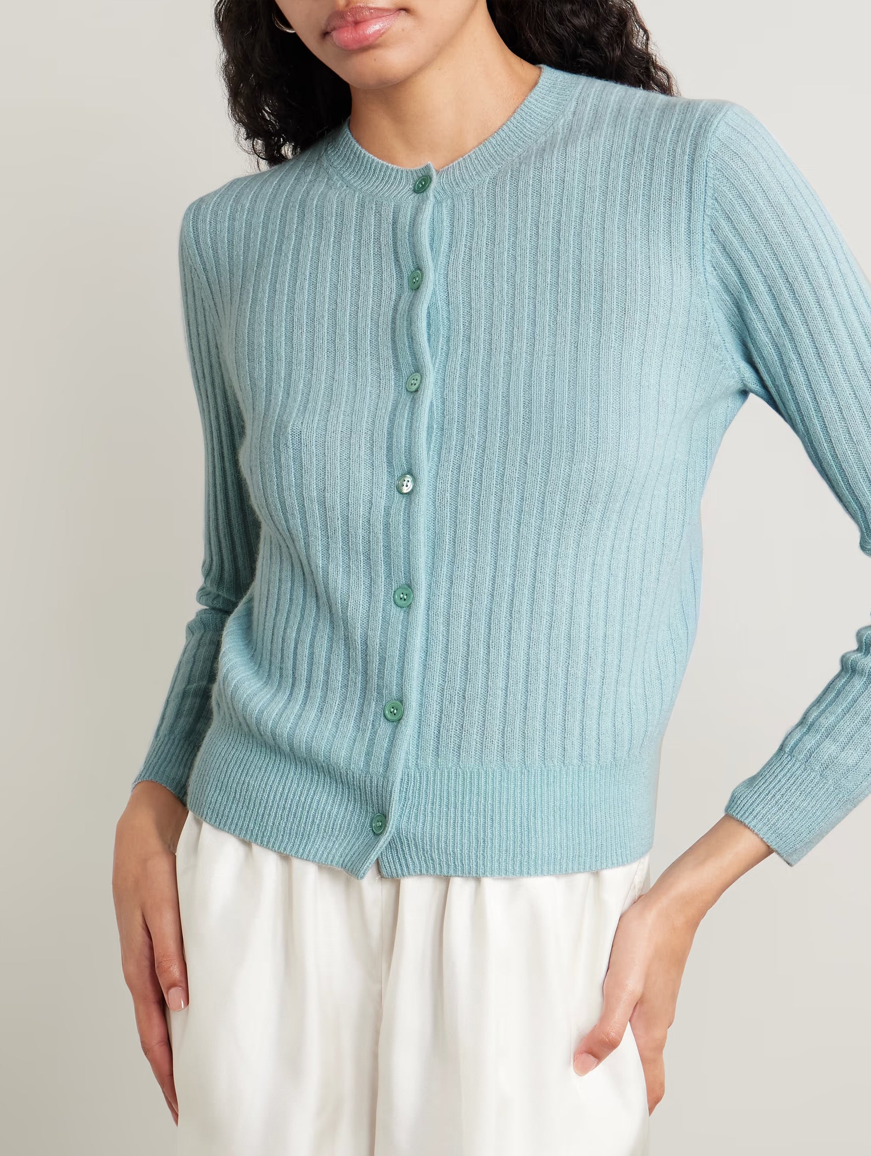 Danae Rib Cardigan in Glass Slipper