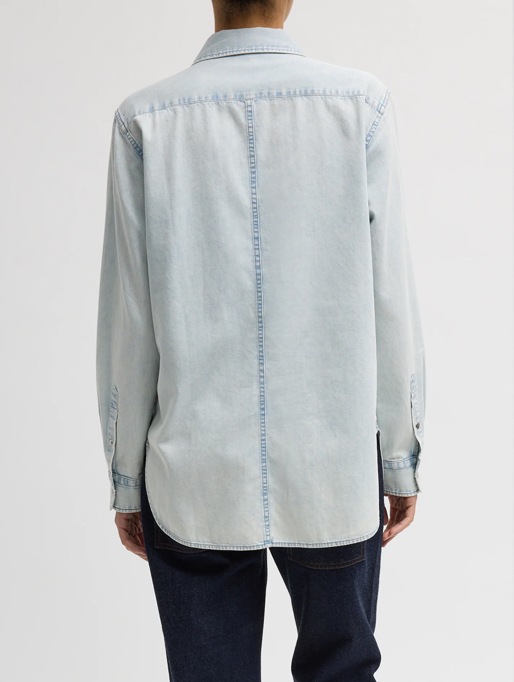 Charlie Men's Slim Denim Shirt in Bleached Denim