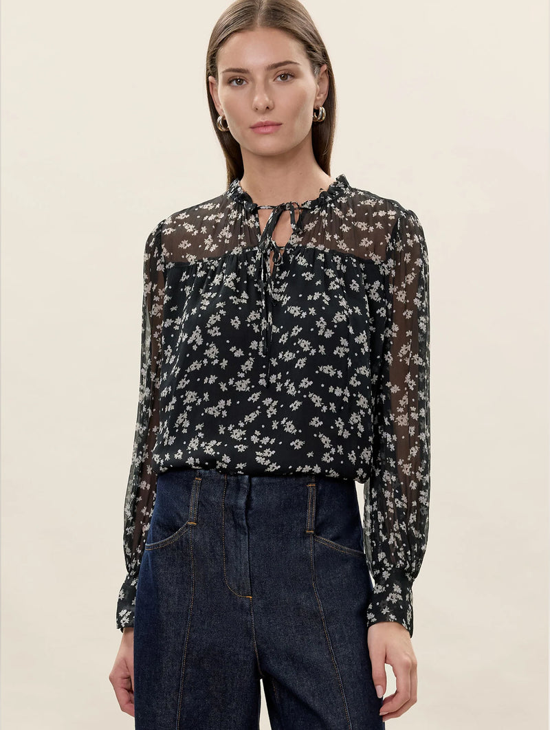 Ditsy Floral Blouse in Black
