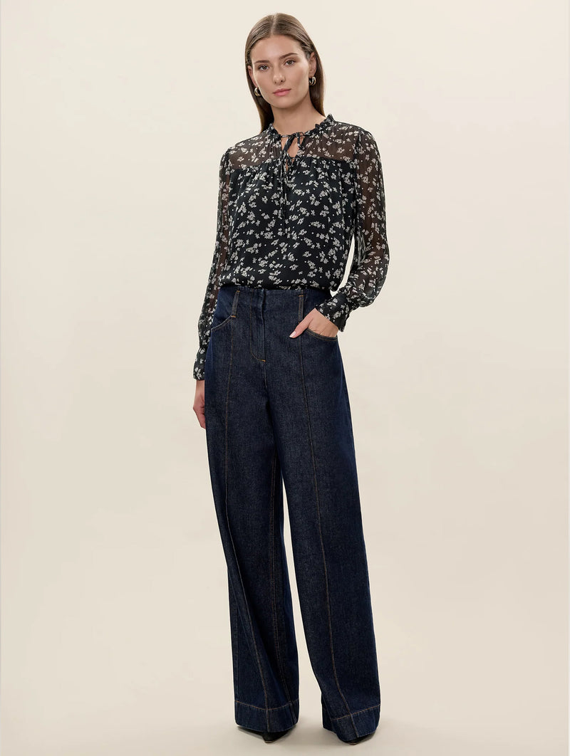 Ditsy Floral Blouse in Black