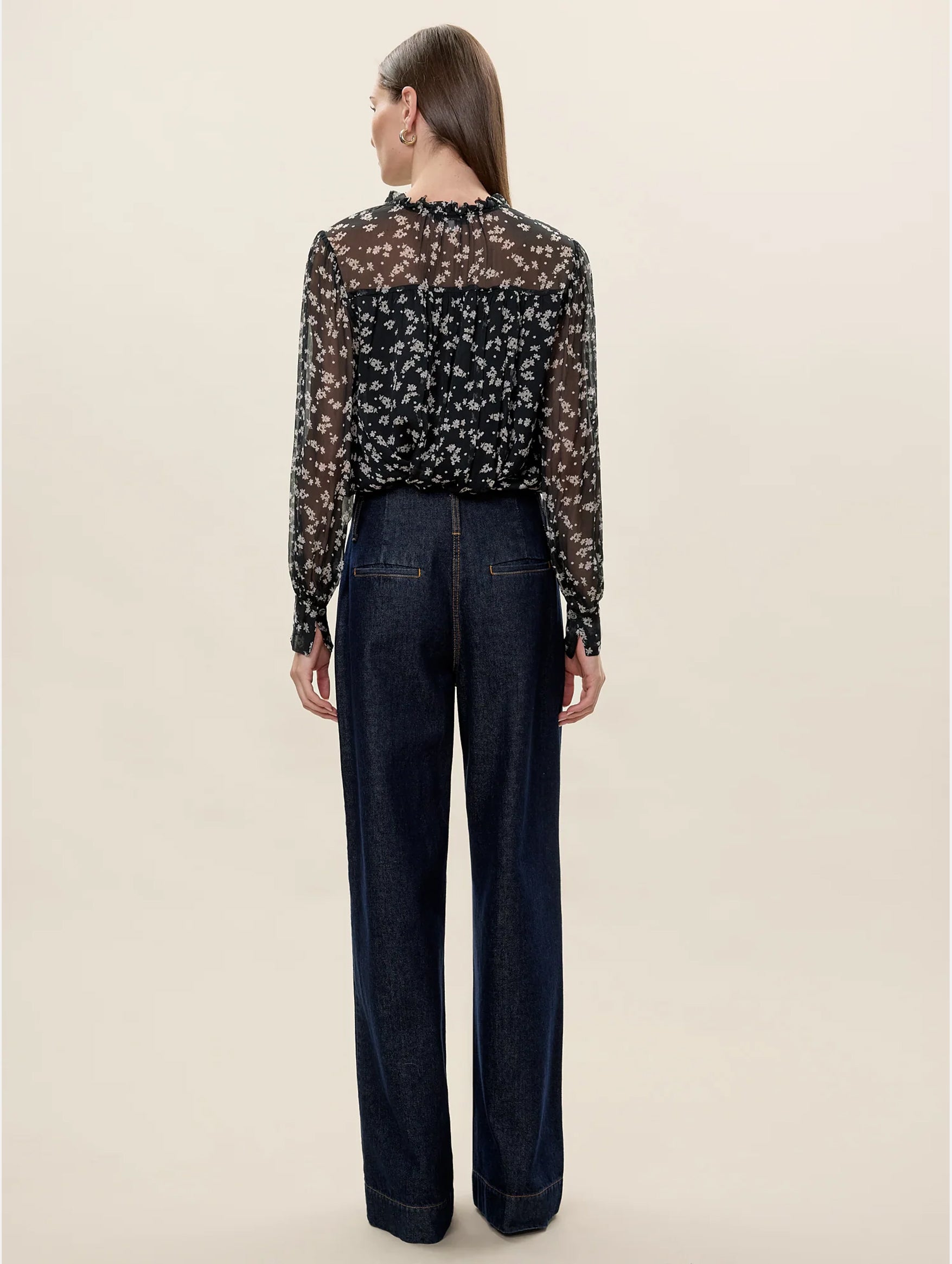 Ditsy Floral Blouse in Black