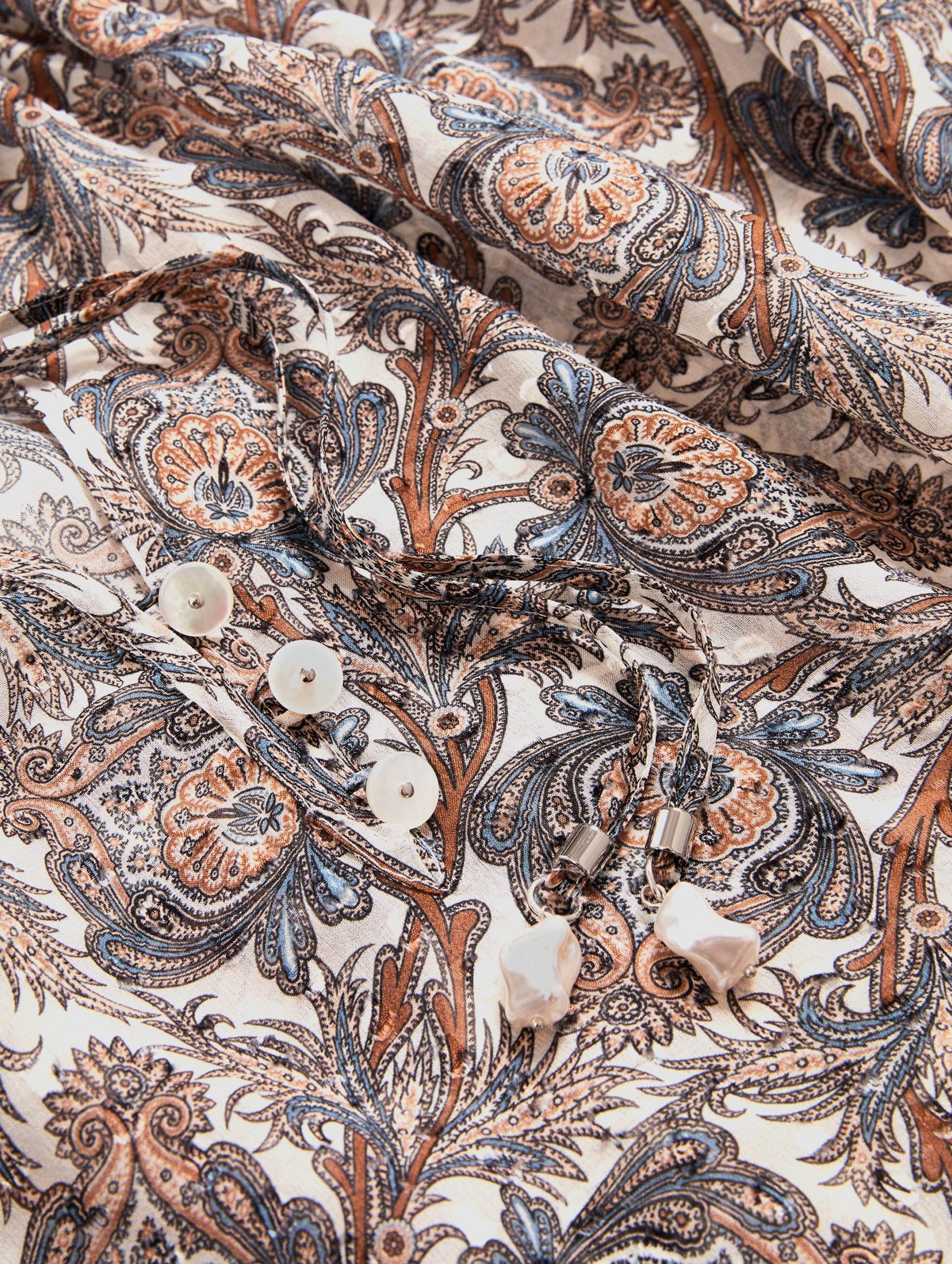 Hickory Silk Blouse in Dove Multi