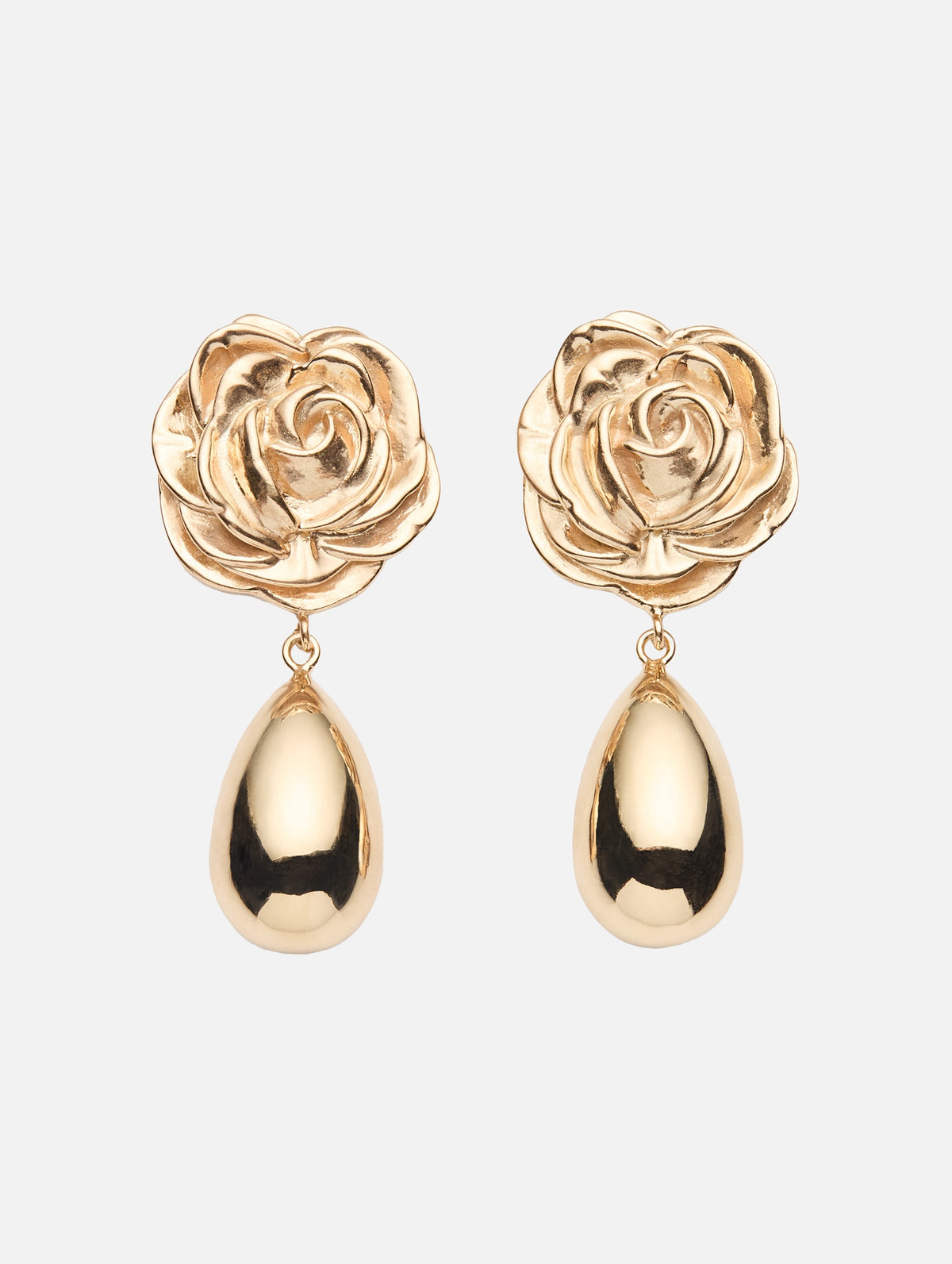 Rose Teardrop Earrings in Gold