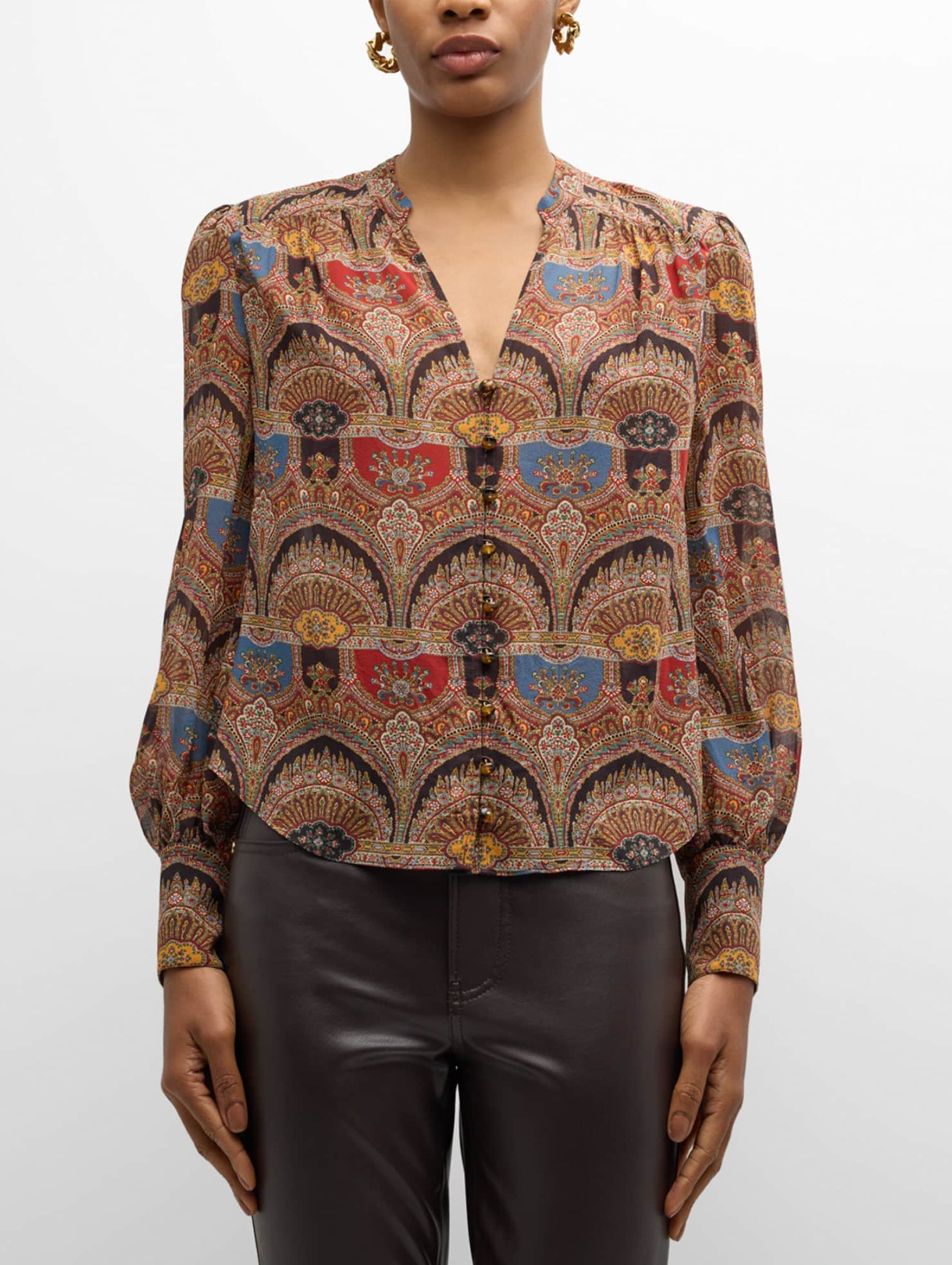 Esmeralda Blouse in Dark Chocolate Multi