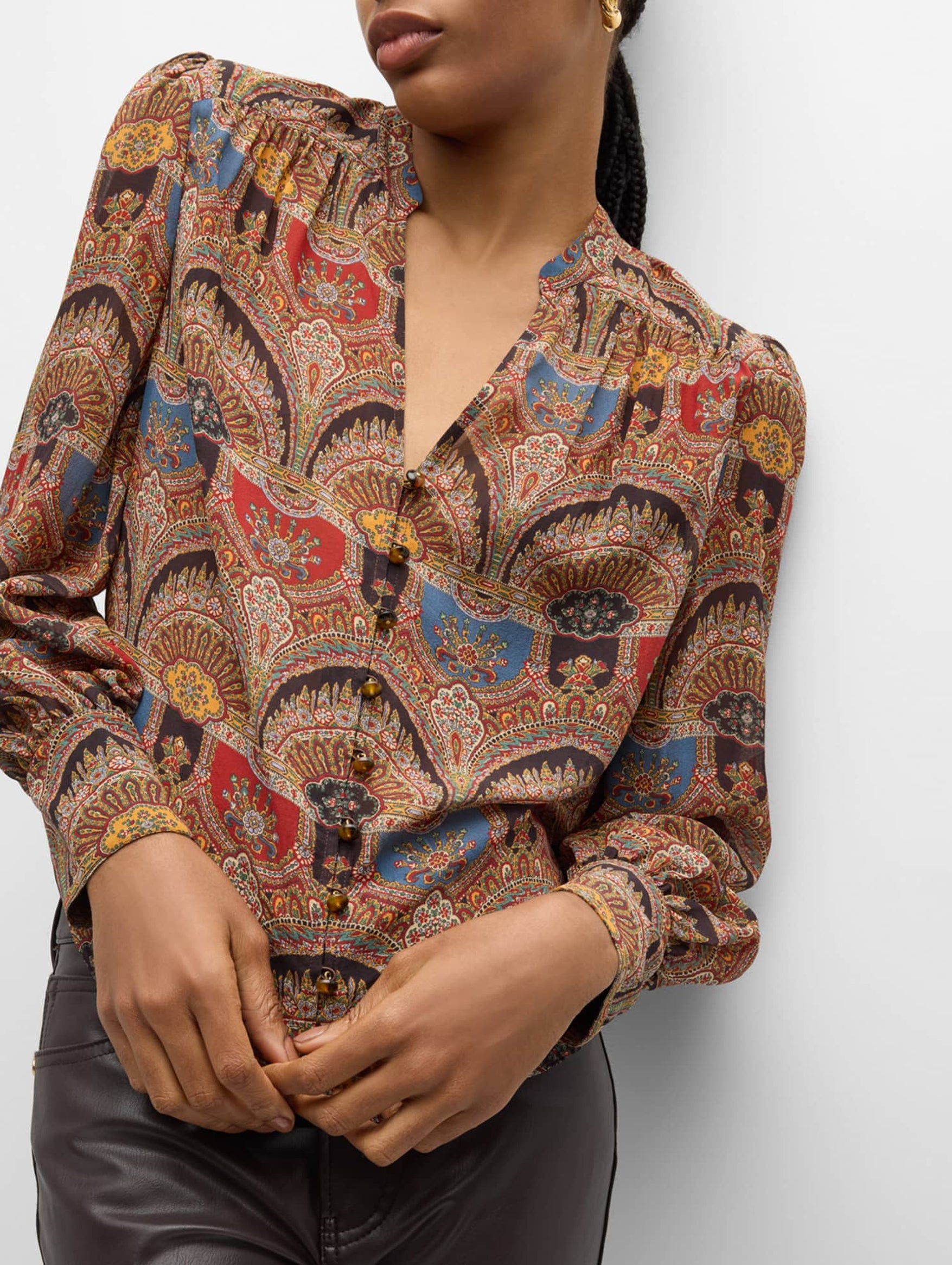 Esmeralda Blouse in Dark Chocolate Multi