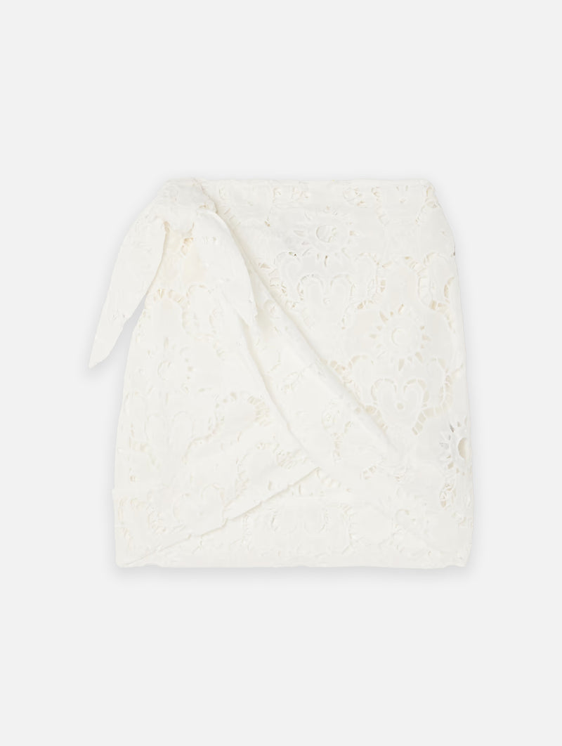 Sun Eyelet Mini Skirt in Off-White