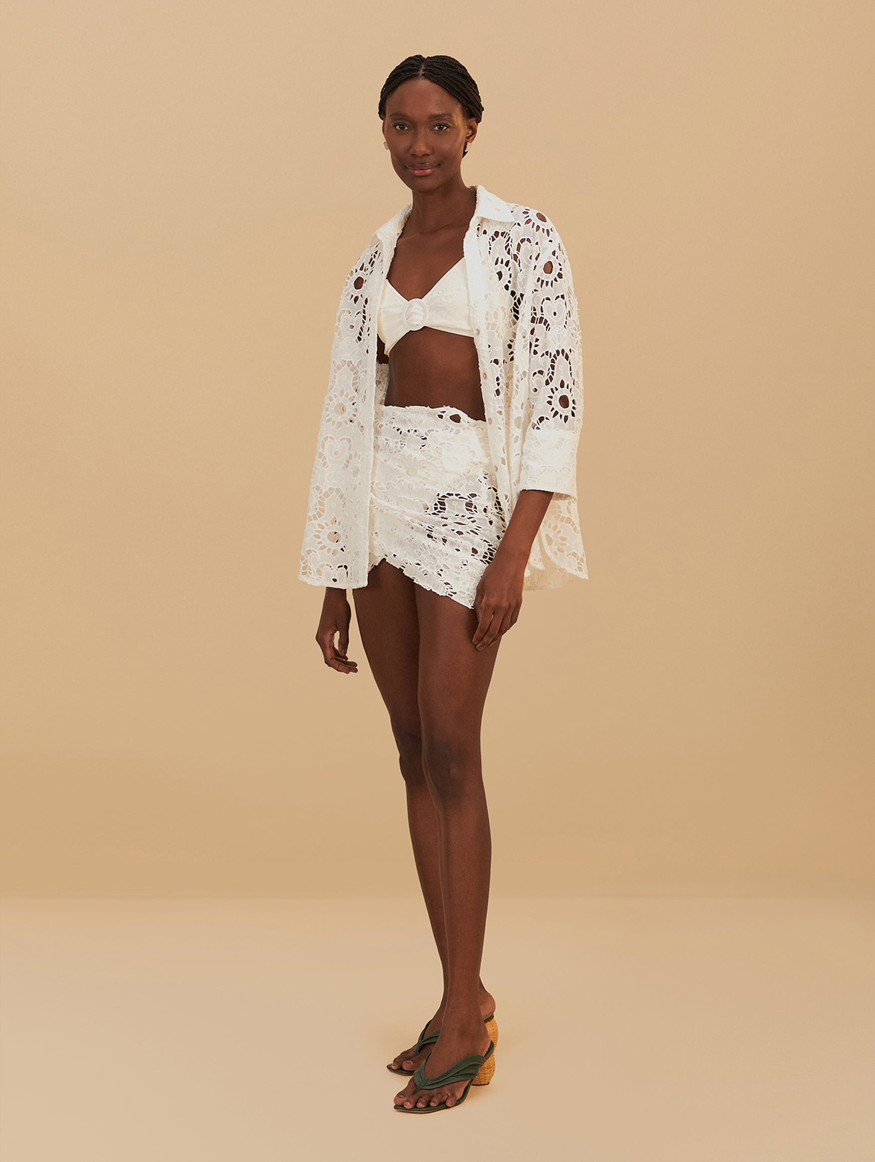 Sun Eyelet Mini Skirt in Off-White