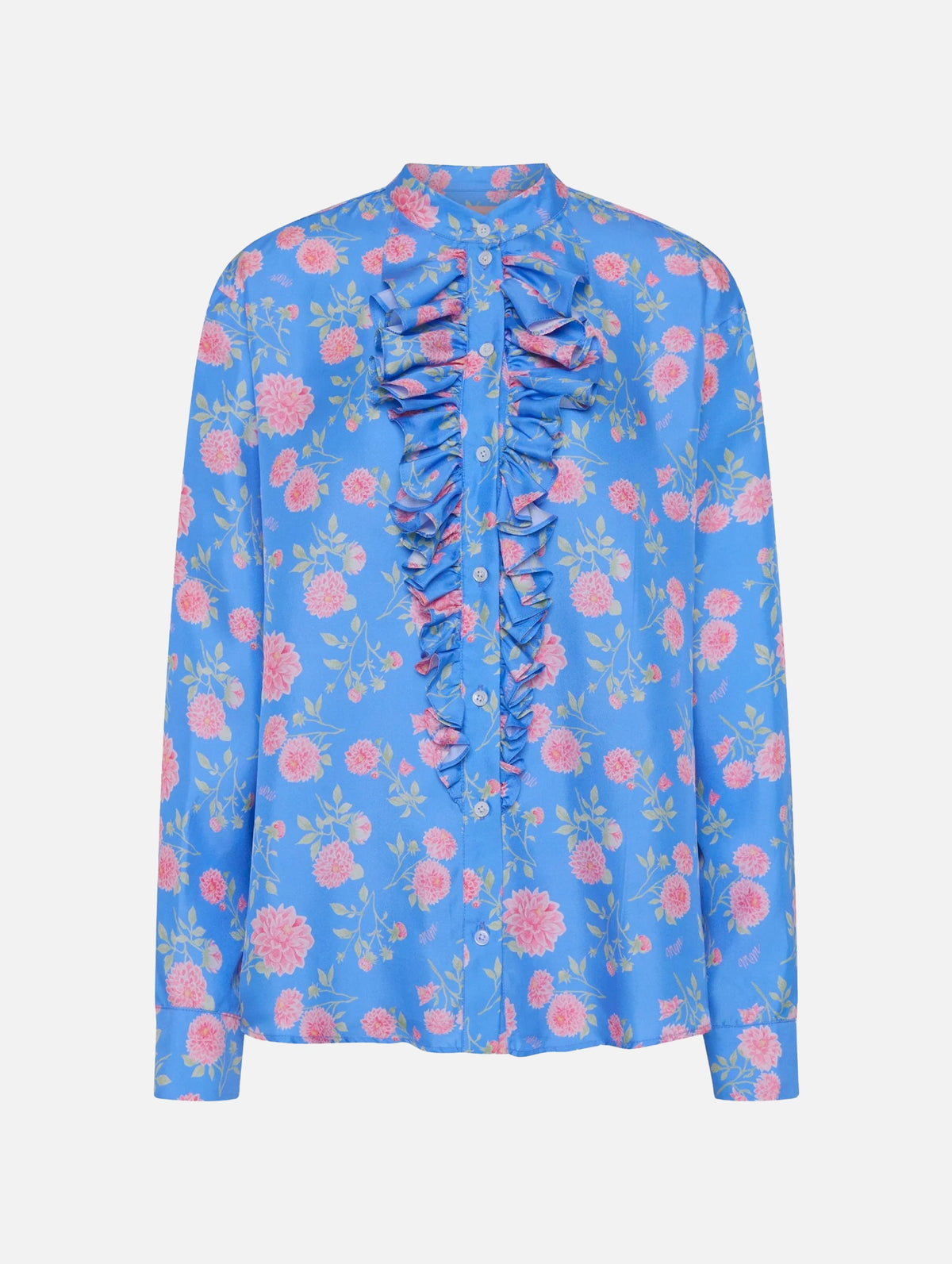 For The Frill Of It Shirt in Strawberry Dahlia Cornflower Blue