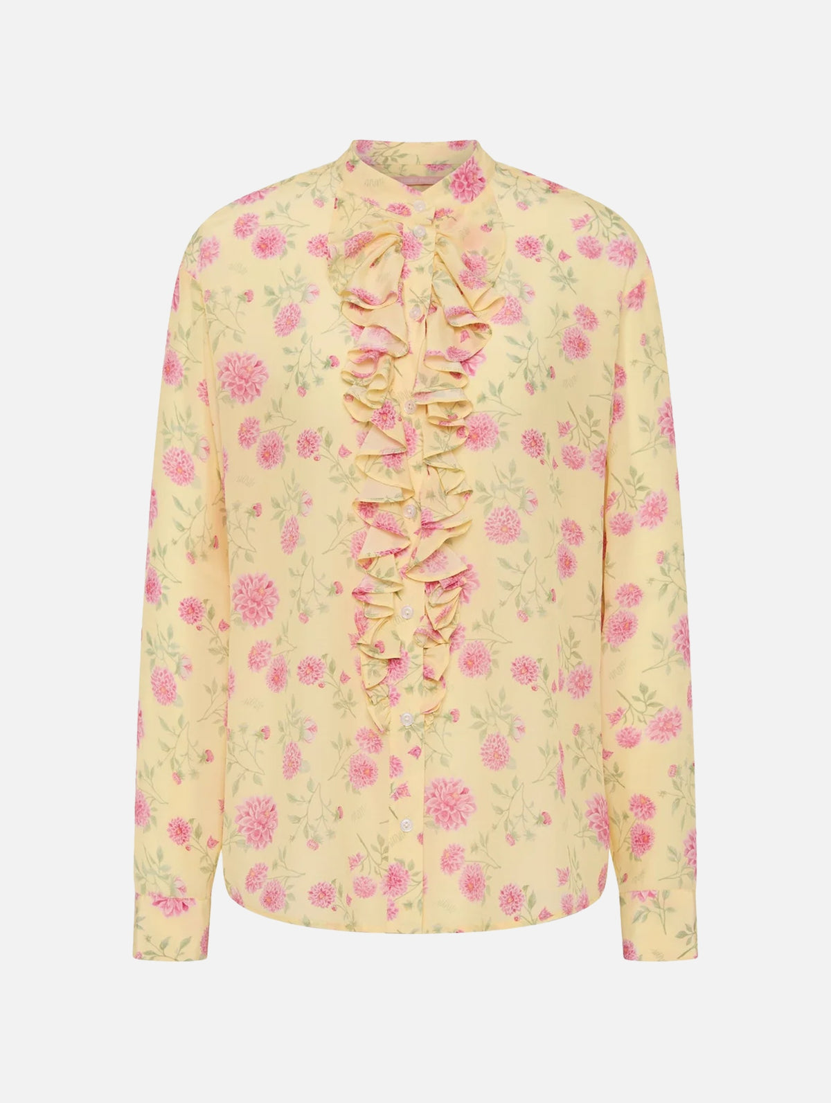 For The Frill Of It Shirt in Strawberry Dahlia Butter Yellow