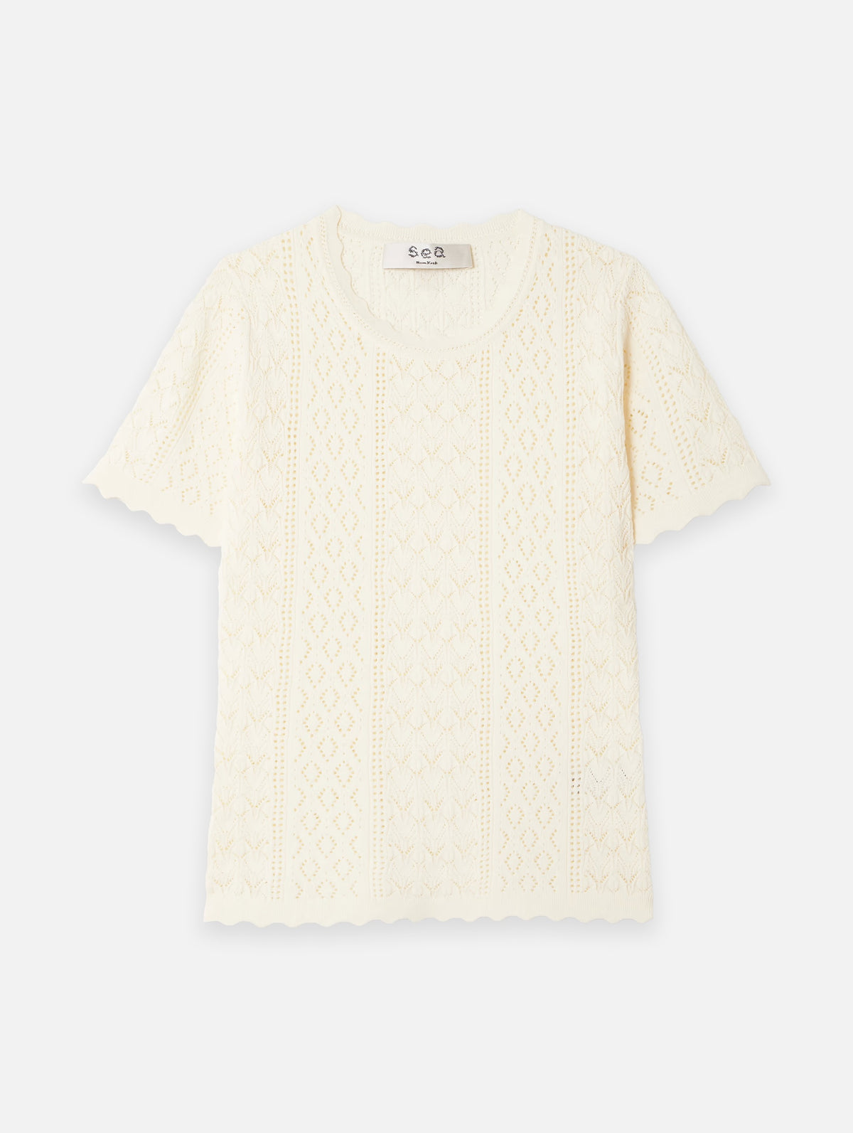 Georgia Knit Short Sleeve Sweater Top in Cream