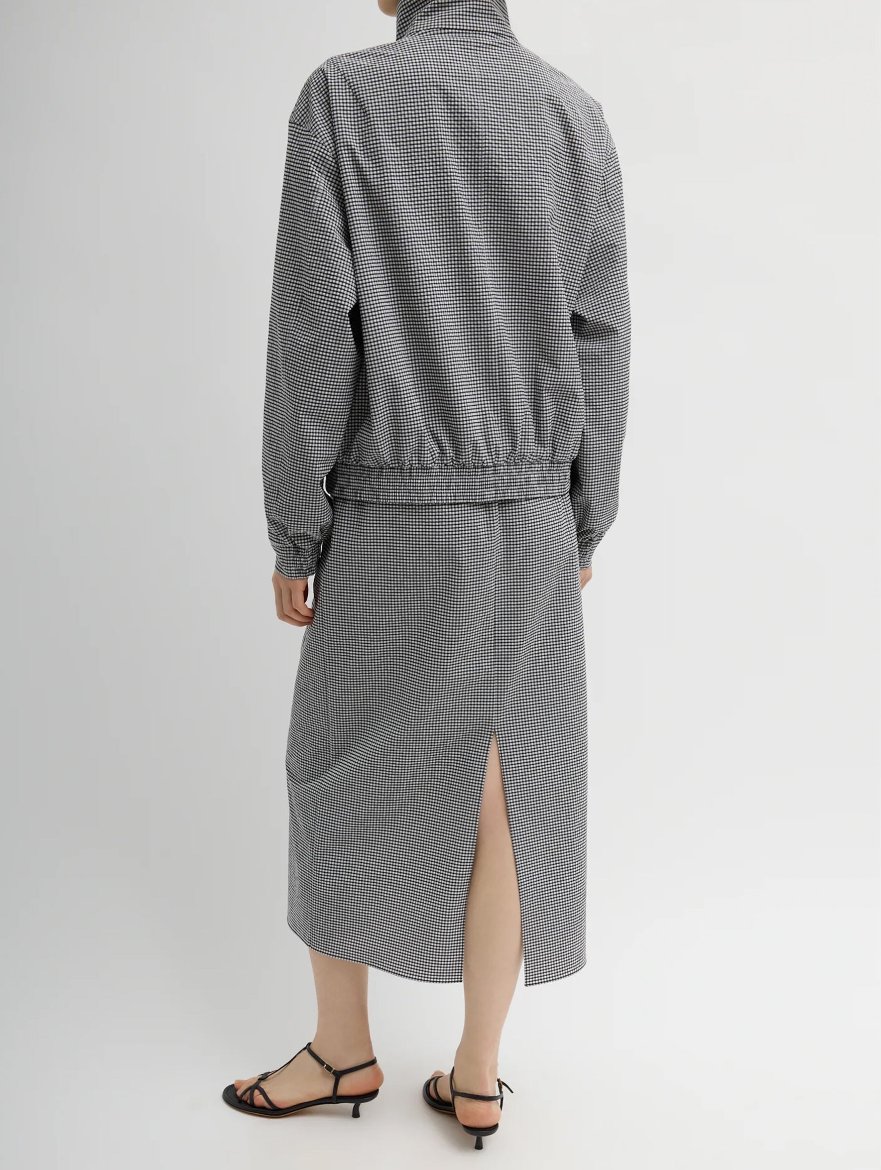 Tech Gingham Slip Skirt in Black and White Gingham